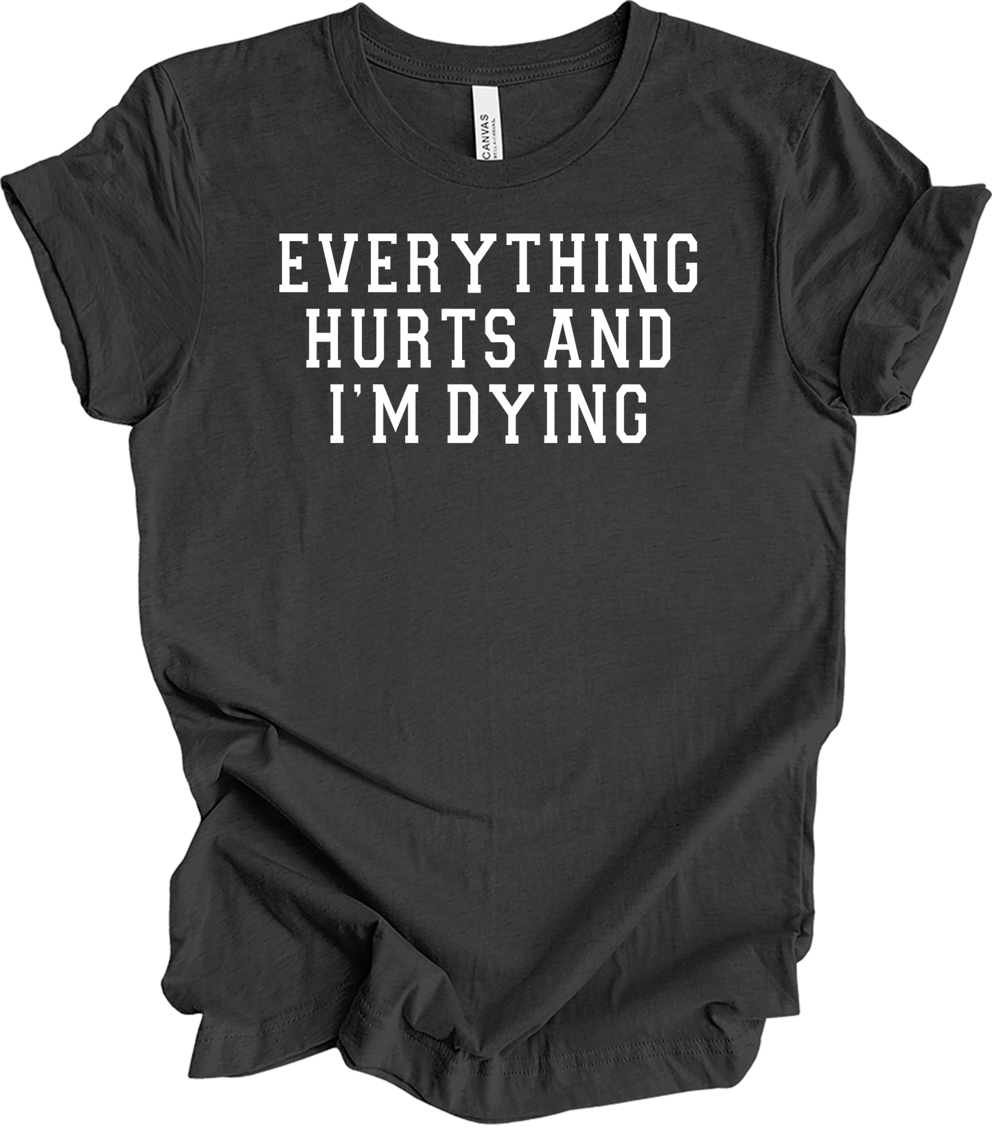 Everything Hurts I'm Dying - Funny Gym Workou T-Shirt in Dark Grey Heather