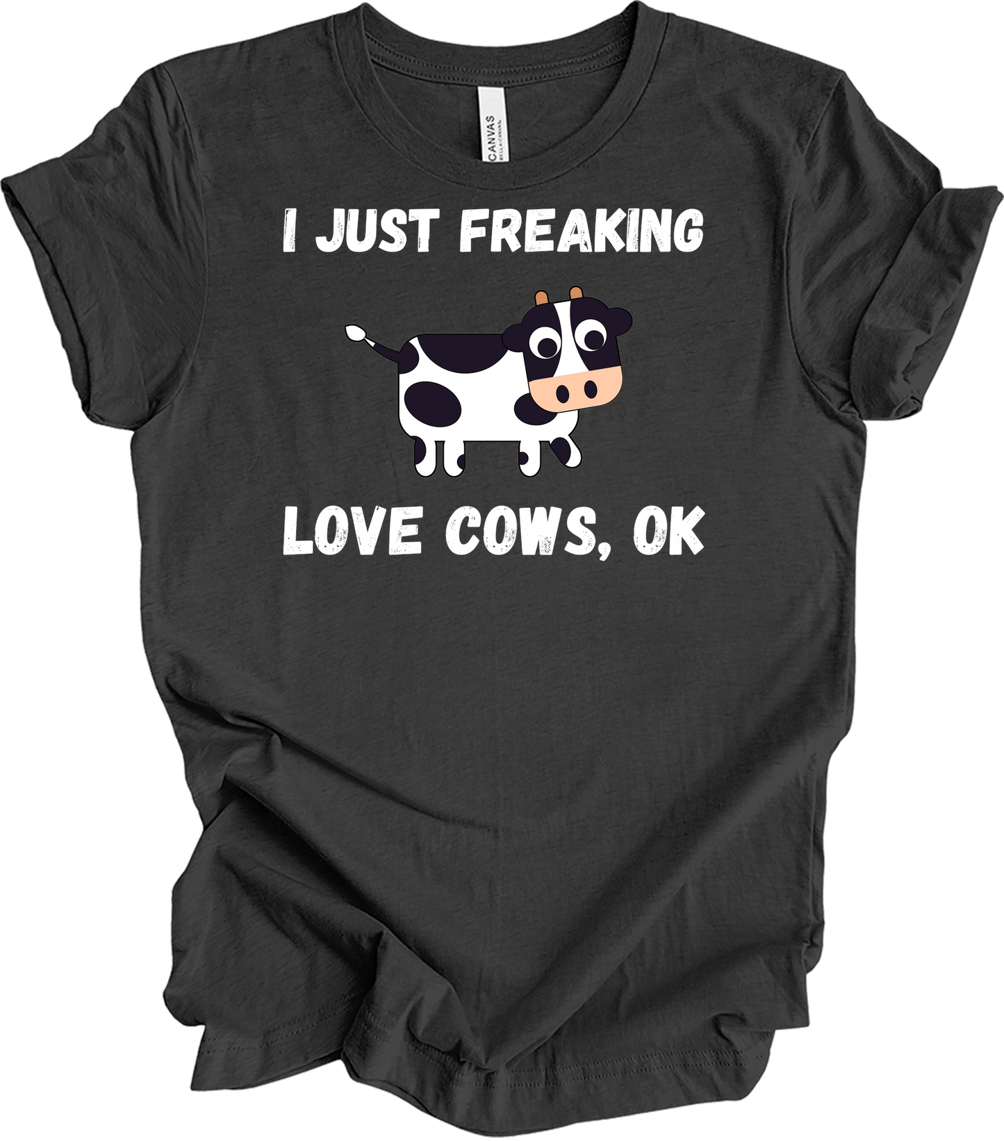 I Just Freaking Love Cows Ok T-Shirt in Dark Grey Heather