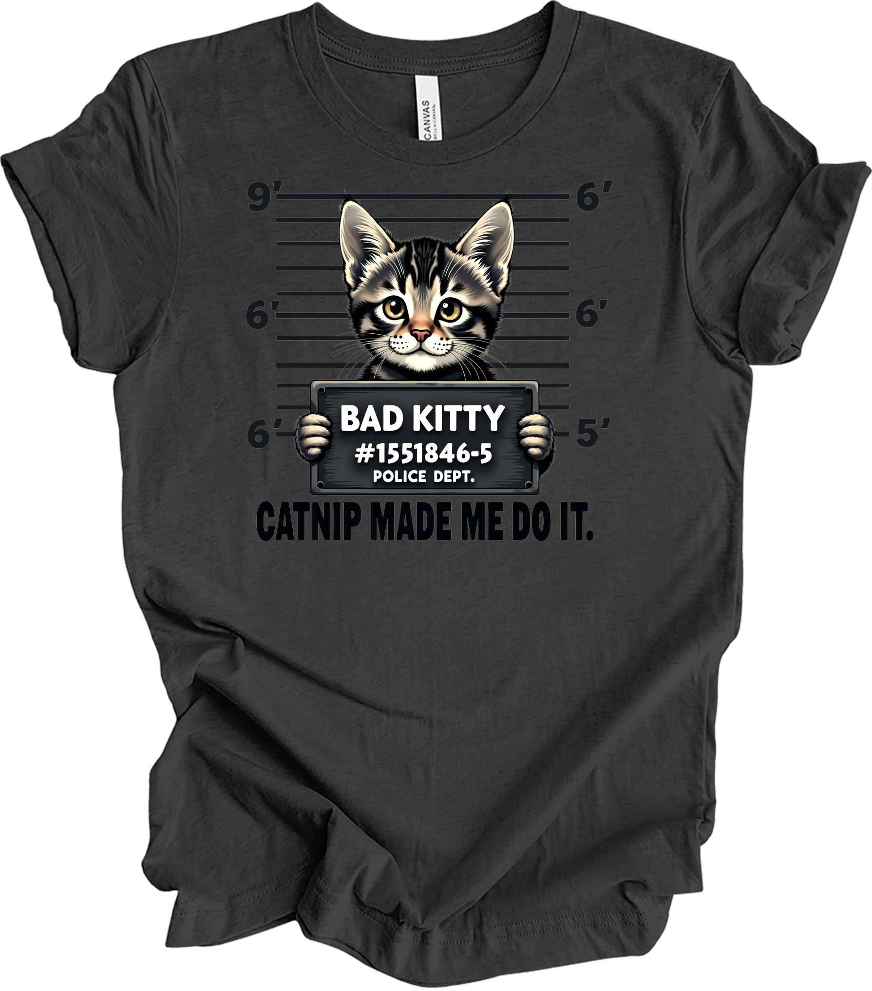 Catnip Made Me Do It Cat T-Shirt in Dark Grey Heather