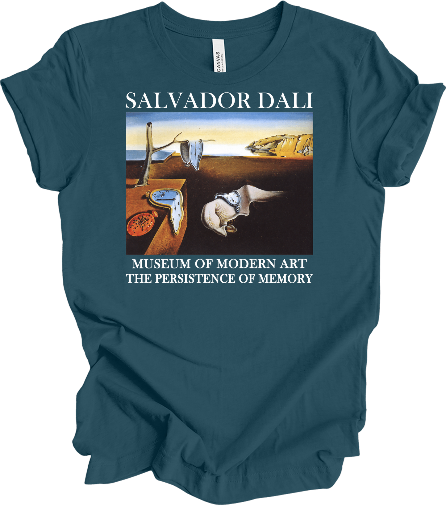 Salvador Dali The Persistence of Memory Art T-Shirt in Deep Teal