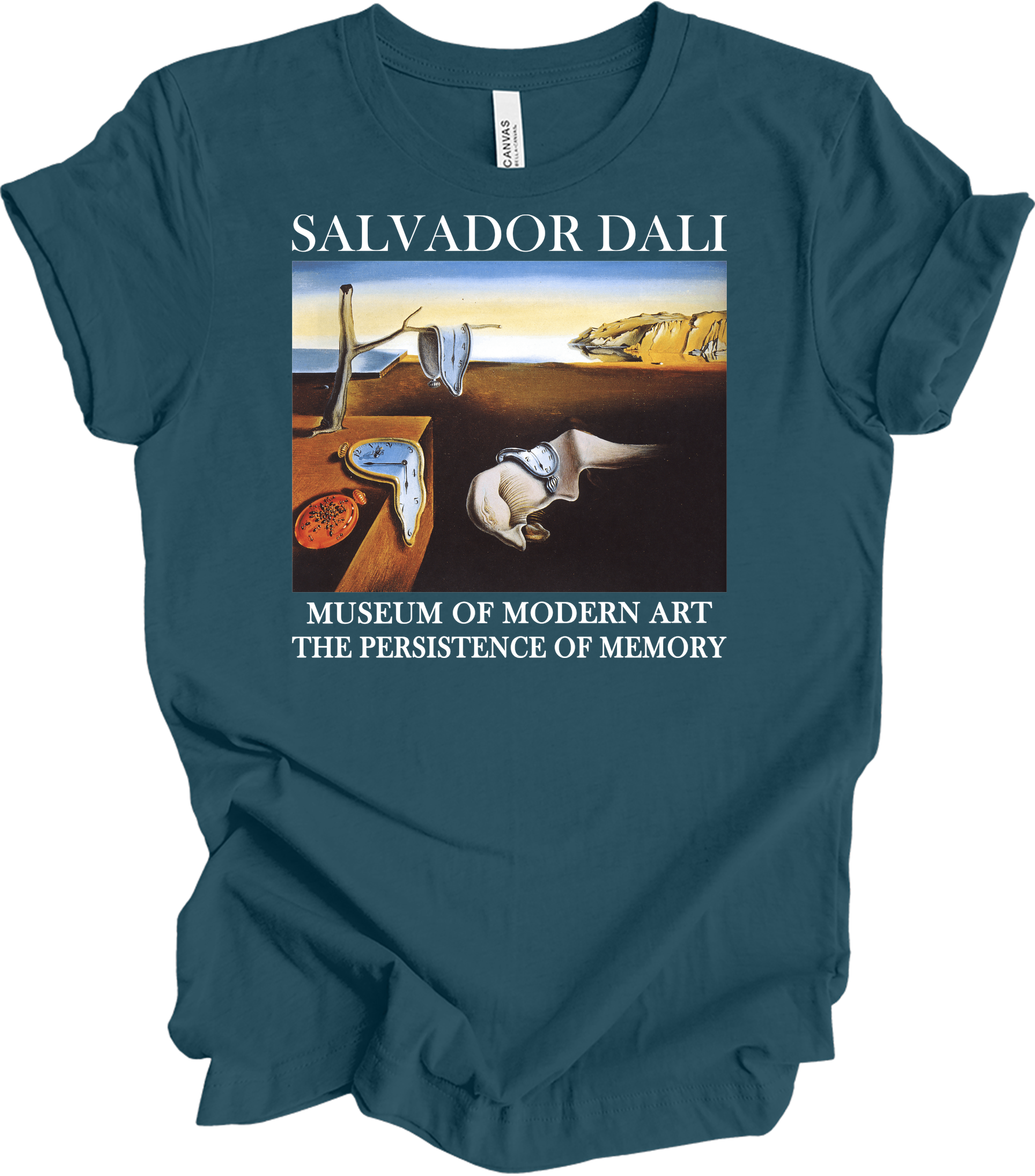 Salvador Dali The Persistence of Memory Art T-Shirt in Deep Teal