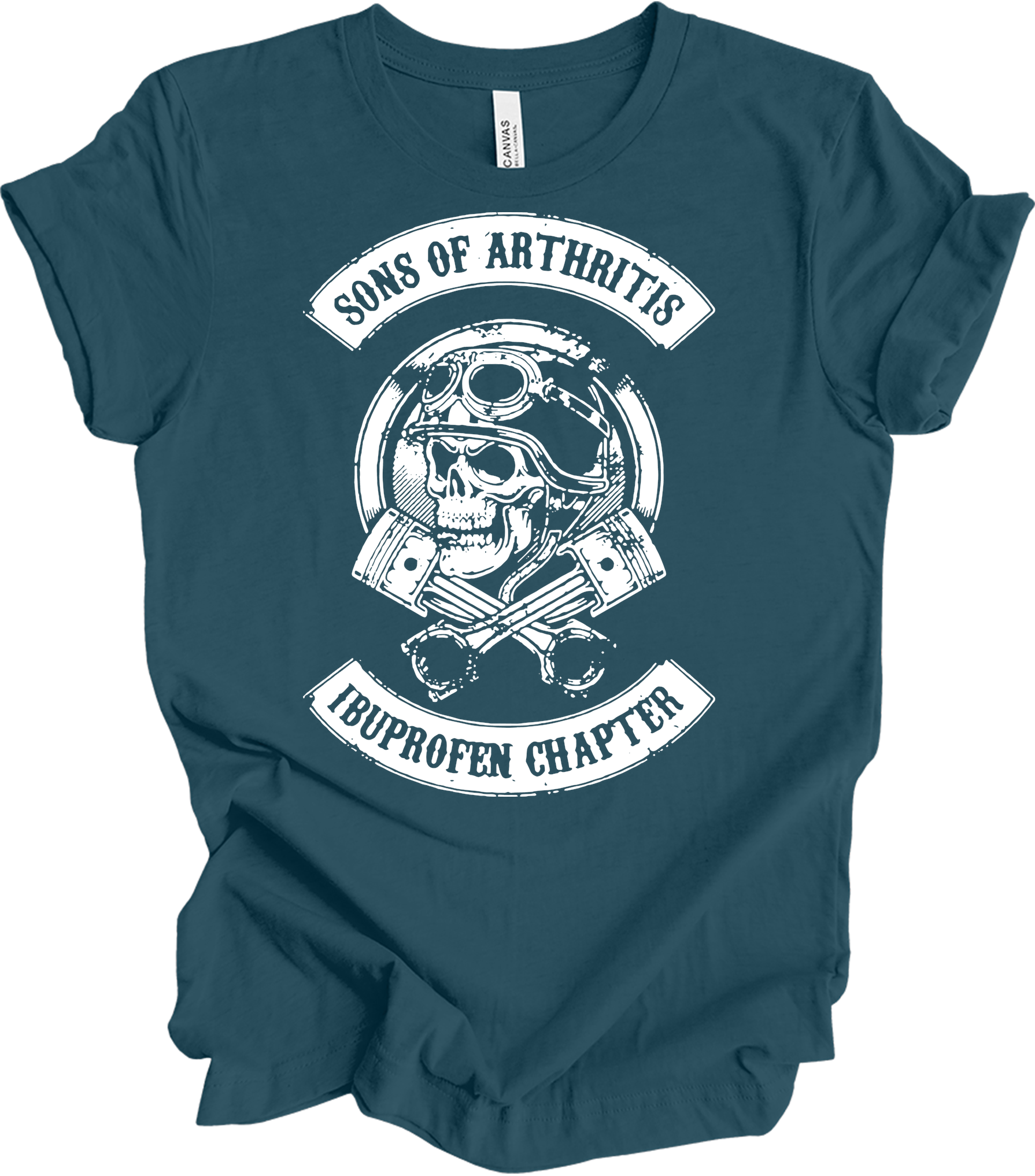 Sons of Arthritis Ibuprofen Chapter Biker T-Shirt in Deep Teal