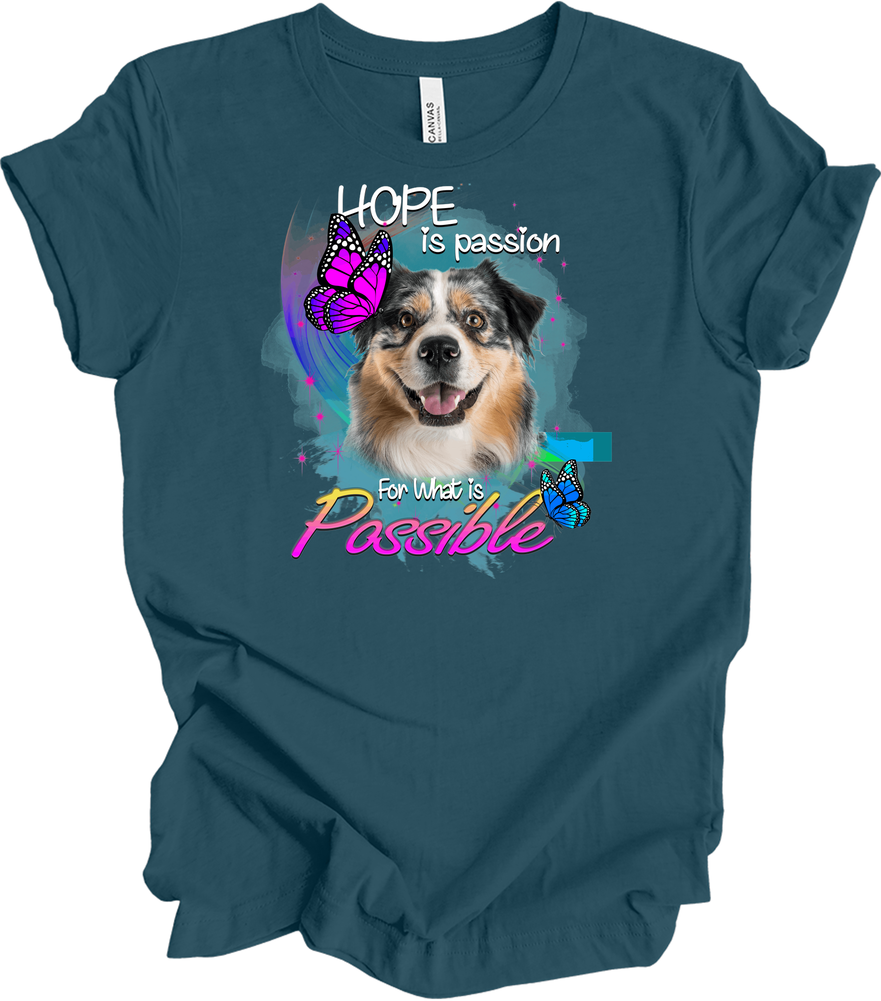 Aussie Shepherd Hope T-Shirt in Deep Teal
