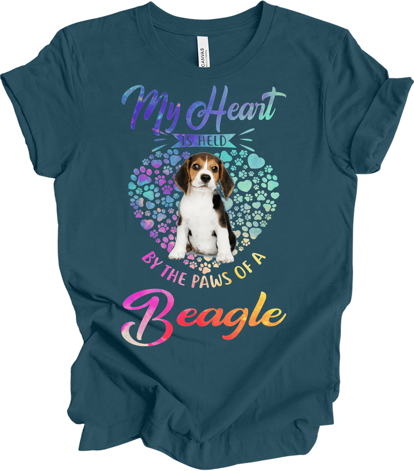 Beagle Heart Paw T-Shirt in Deep Teal