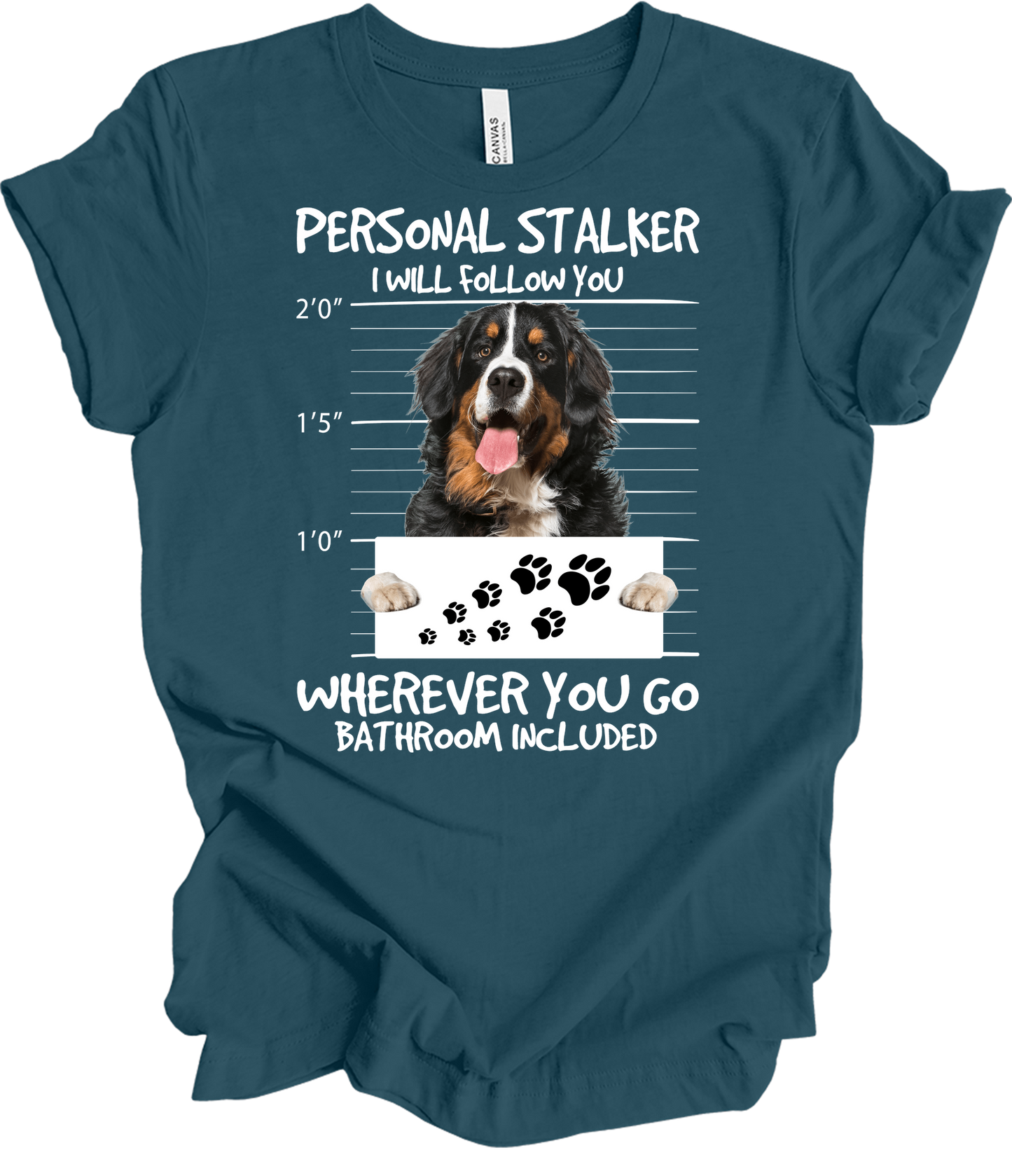 Bernese Dog Stalker Unisex T-Shirt in Deep Teal