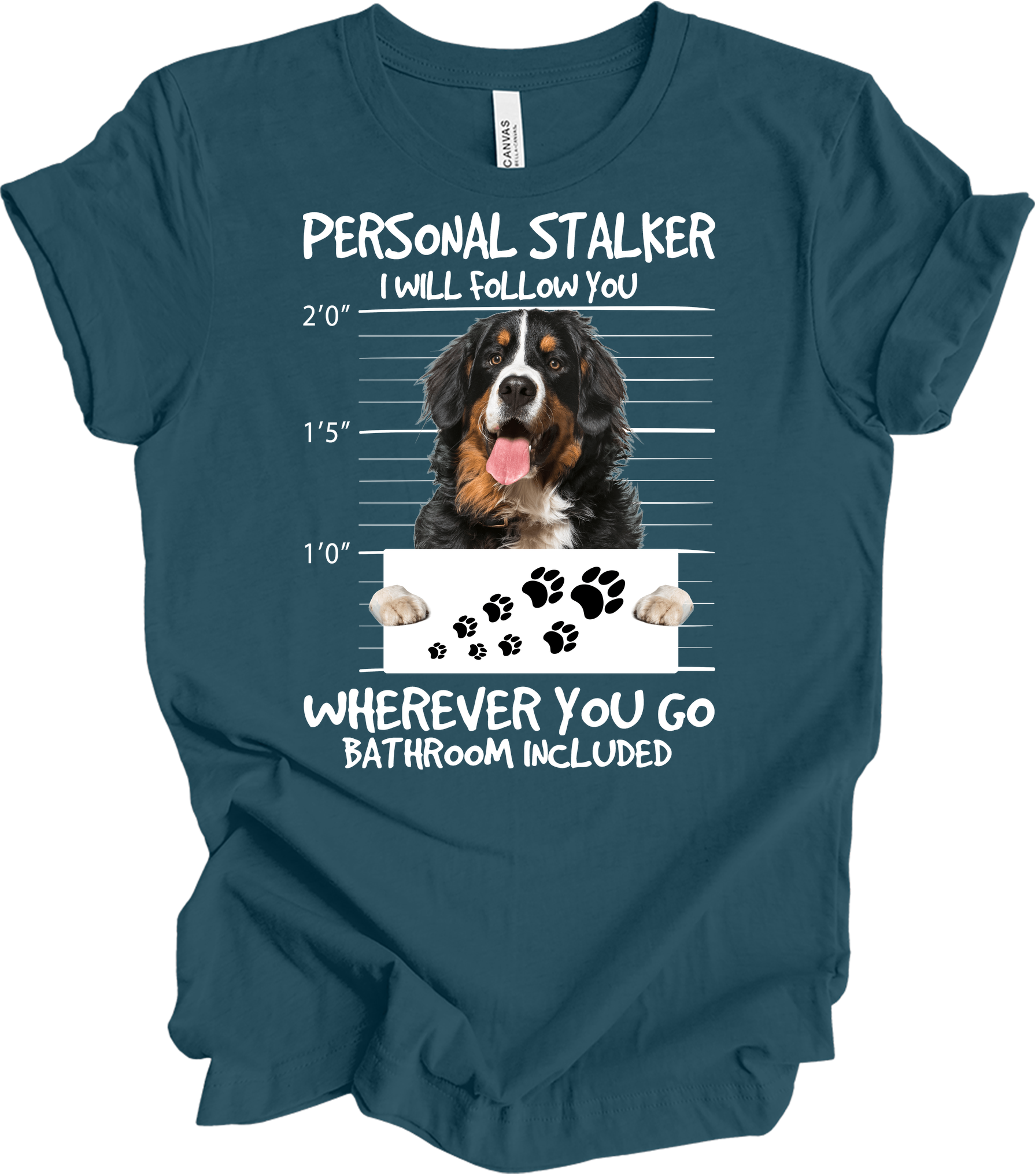 Bernese Dog Stalker Unisex T-Shirt in Deep Teal