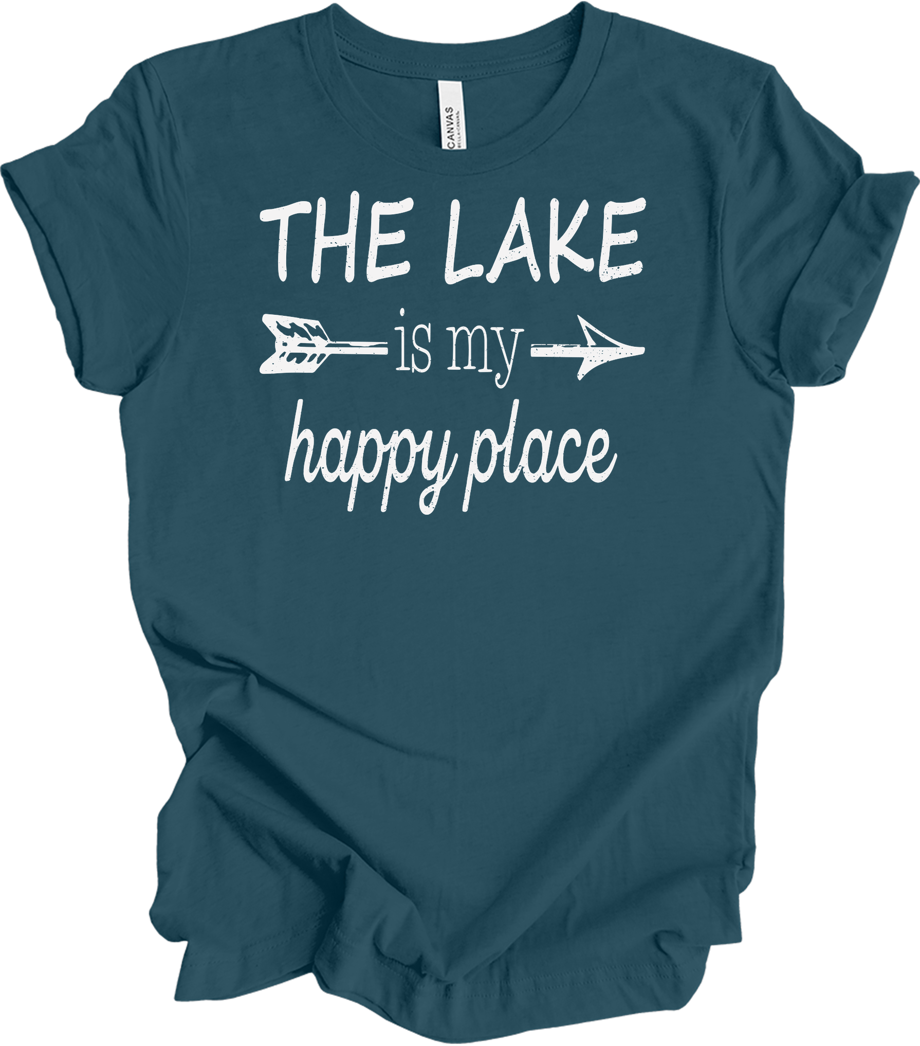 The Lake Is My Happy Place T-Shirt in Deep Teal