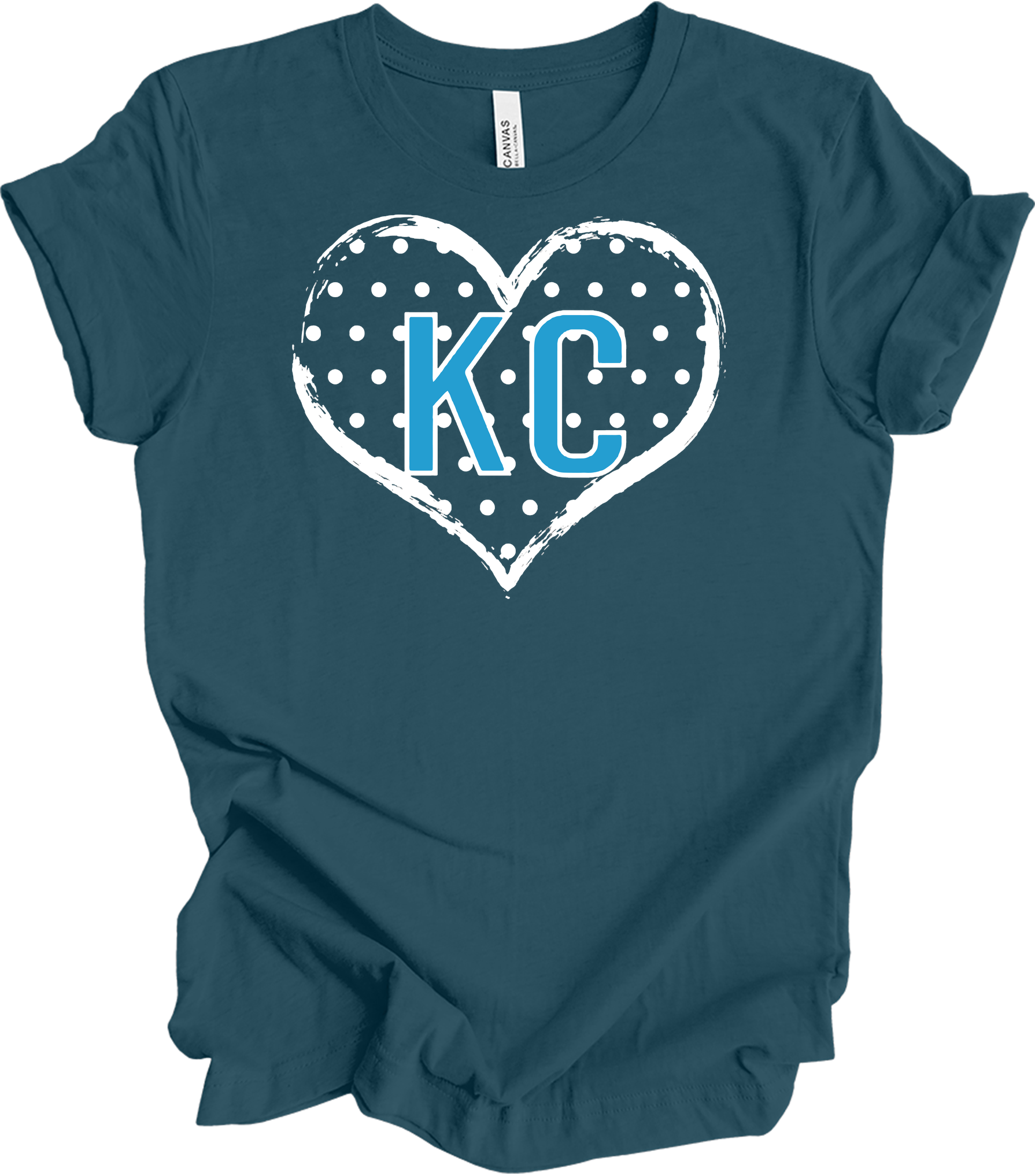 KC Heart Polka Dot T-Shirt in Deep Teal