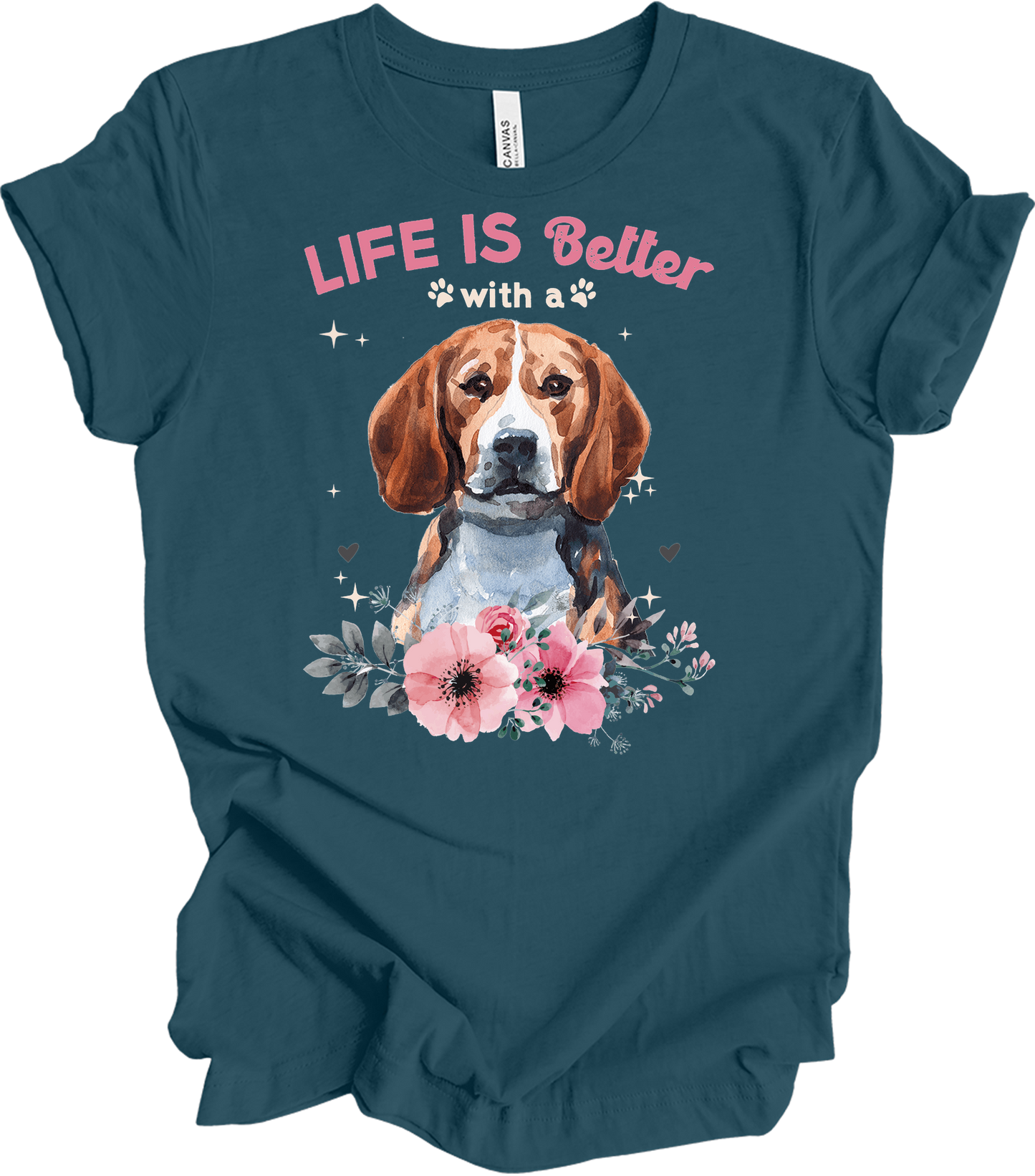 Life is Better with a Beagle T-Shirt in Deep Teal