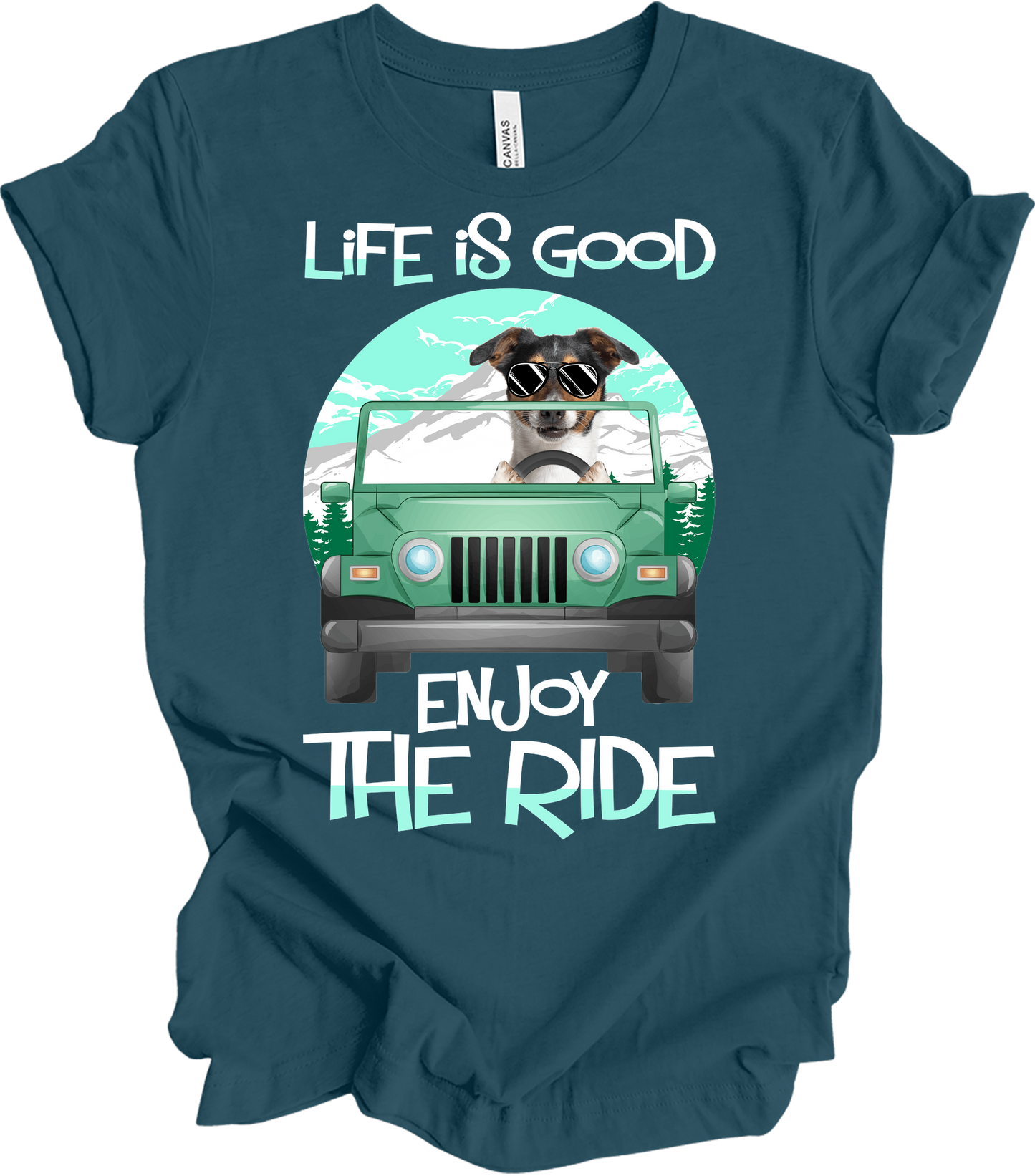 Jeeps and Dogs - Funny Jack Russell Terrier Owner Gift T-Shirt in Deep Teal