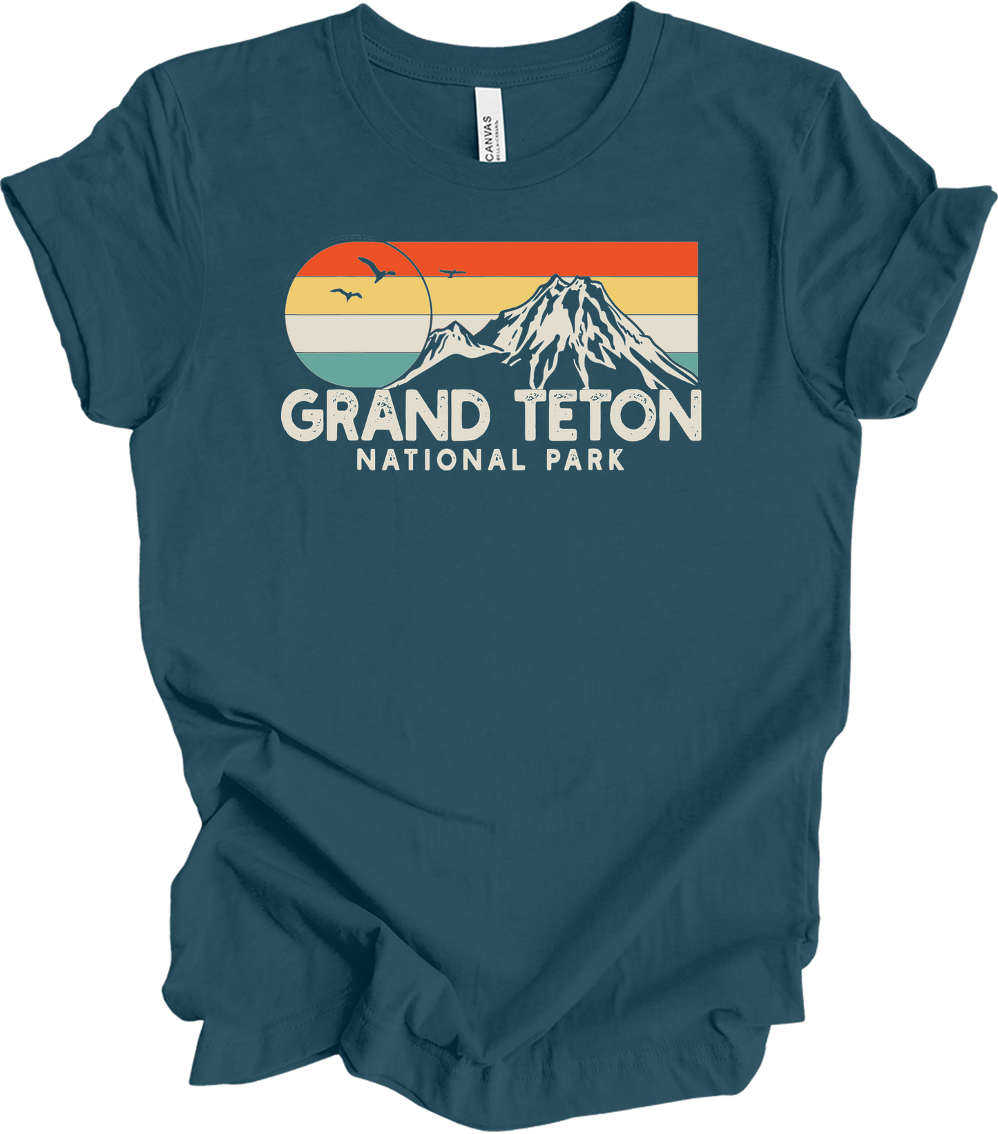 Grand Teton National Park Retro T-Shirt in Deep Teal