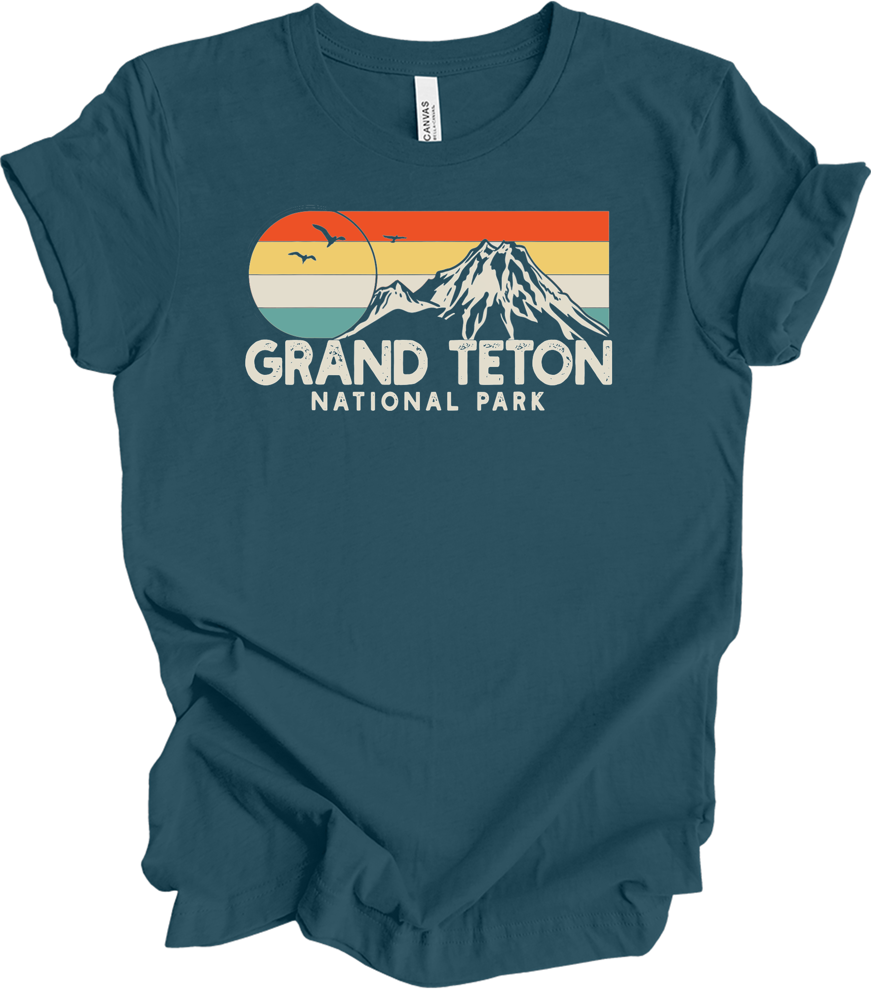 Grand Teton National Park Retro T-Shirt in Deep Teal