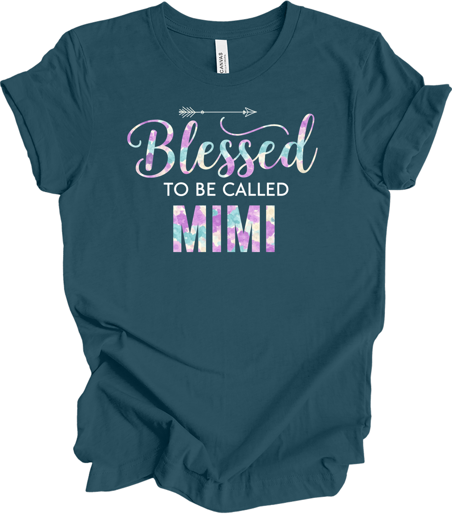 Blessed Mimi Floral Gift T-Shirt in Deep Teal