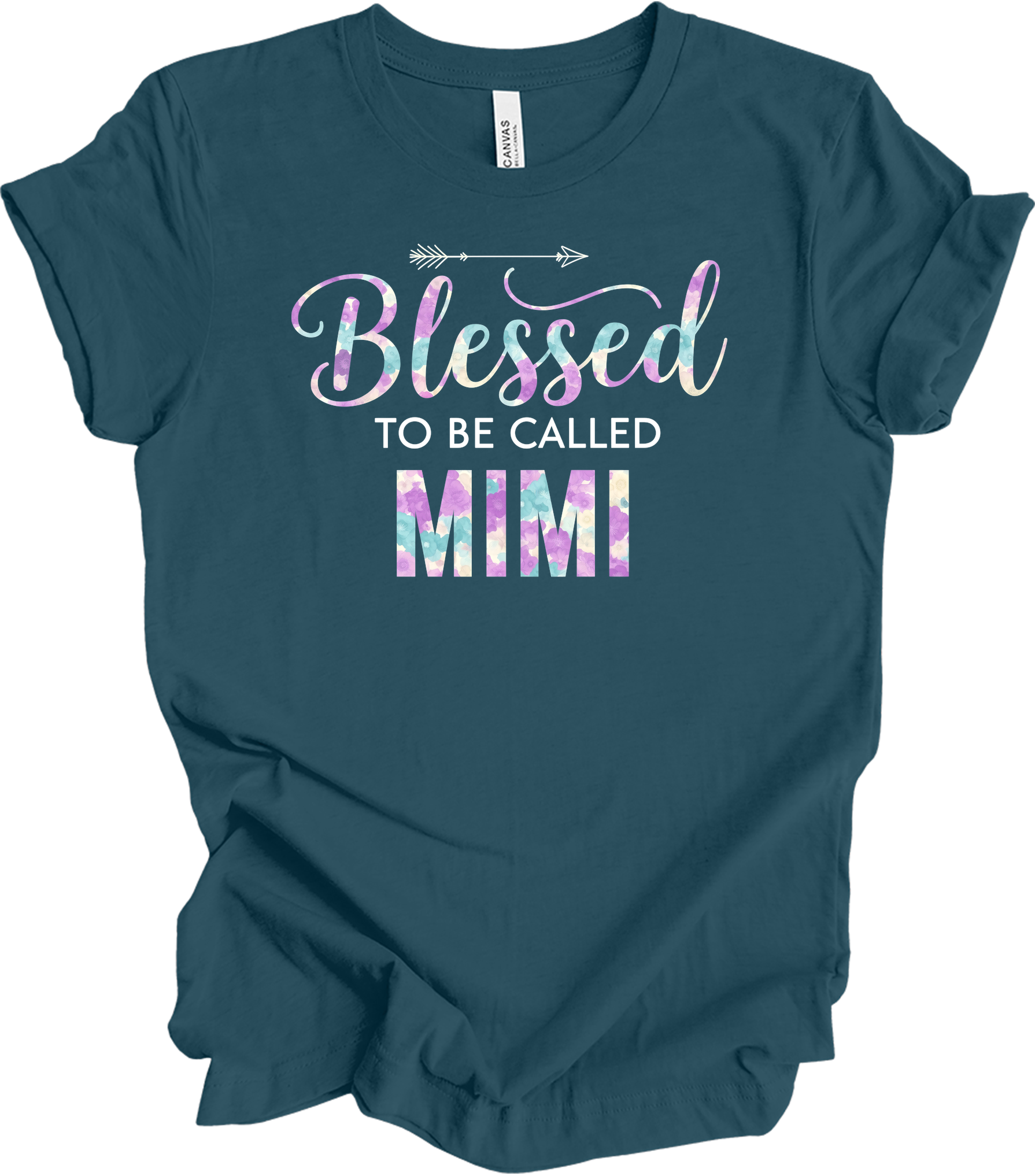 Blessed Mimi Floral Gift T-Shirt in Deep Teal