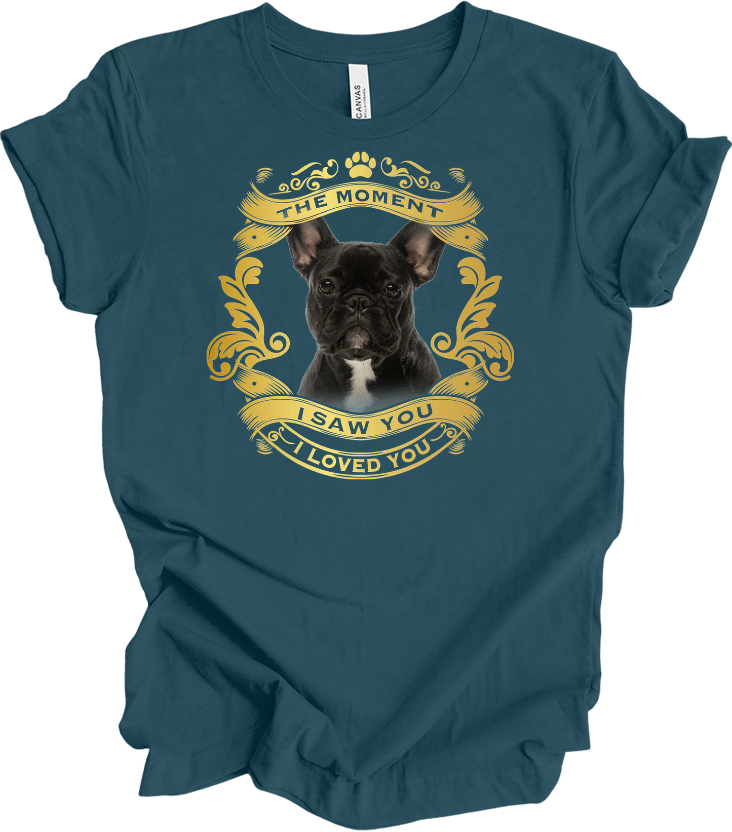 French Bulldog 'Love' T-Shirt in Deep Teal