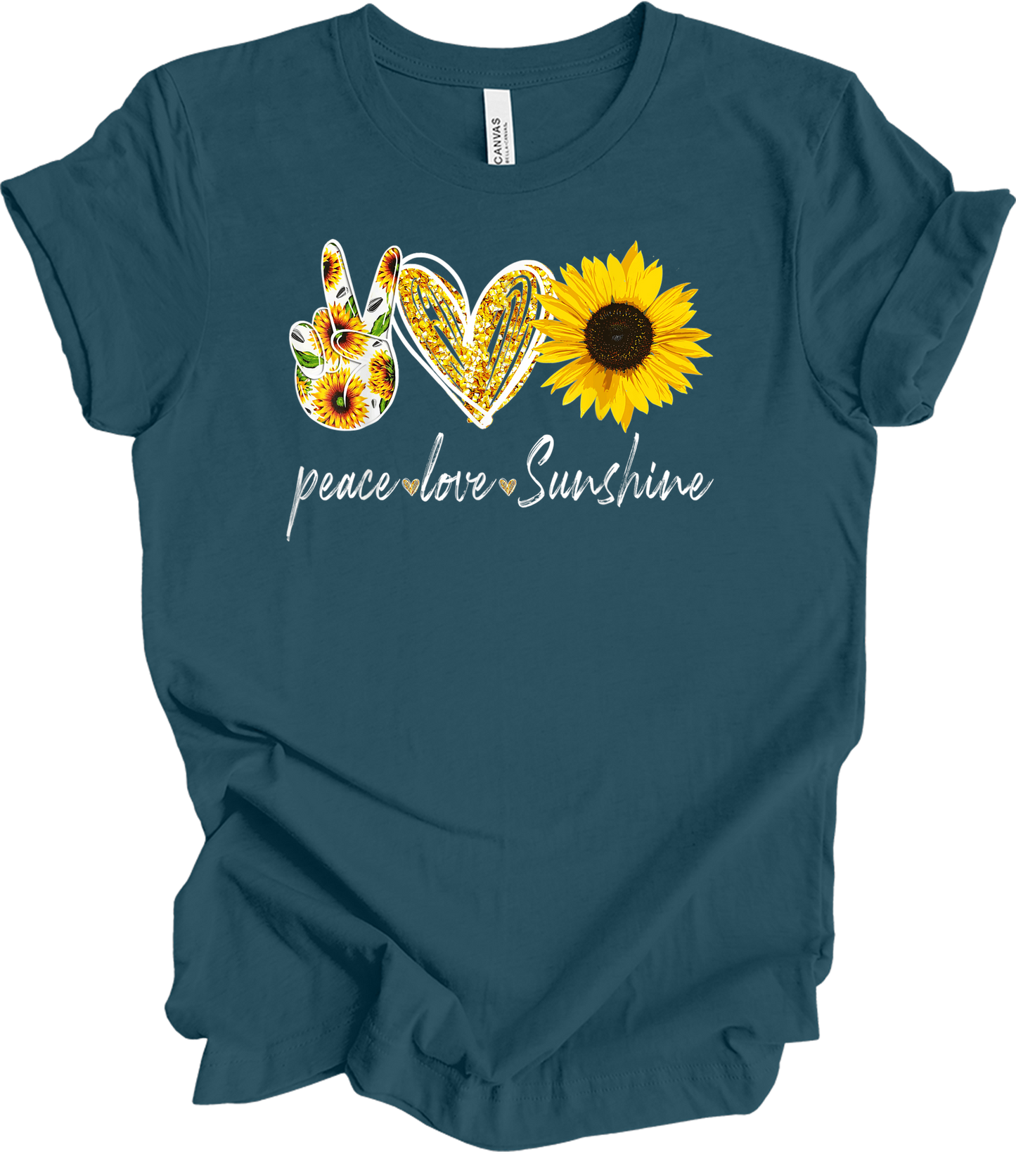 Peace Love Sunshine T-Shirt in Deep Teal