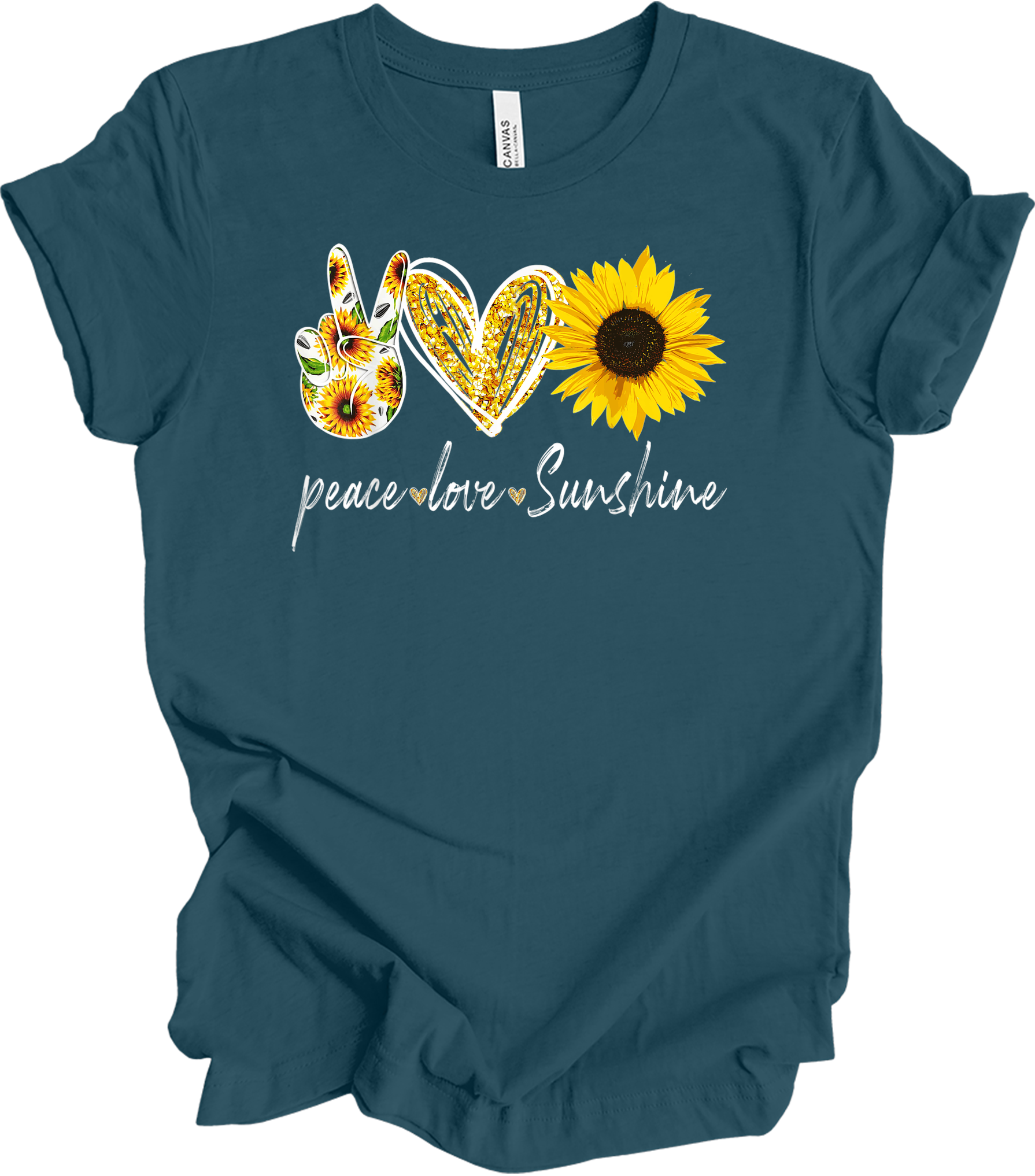 Peace Love Sunshine T-Shirt in Deep Teal