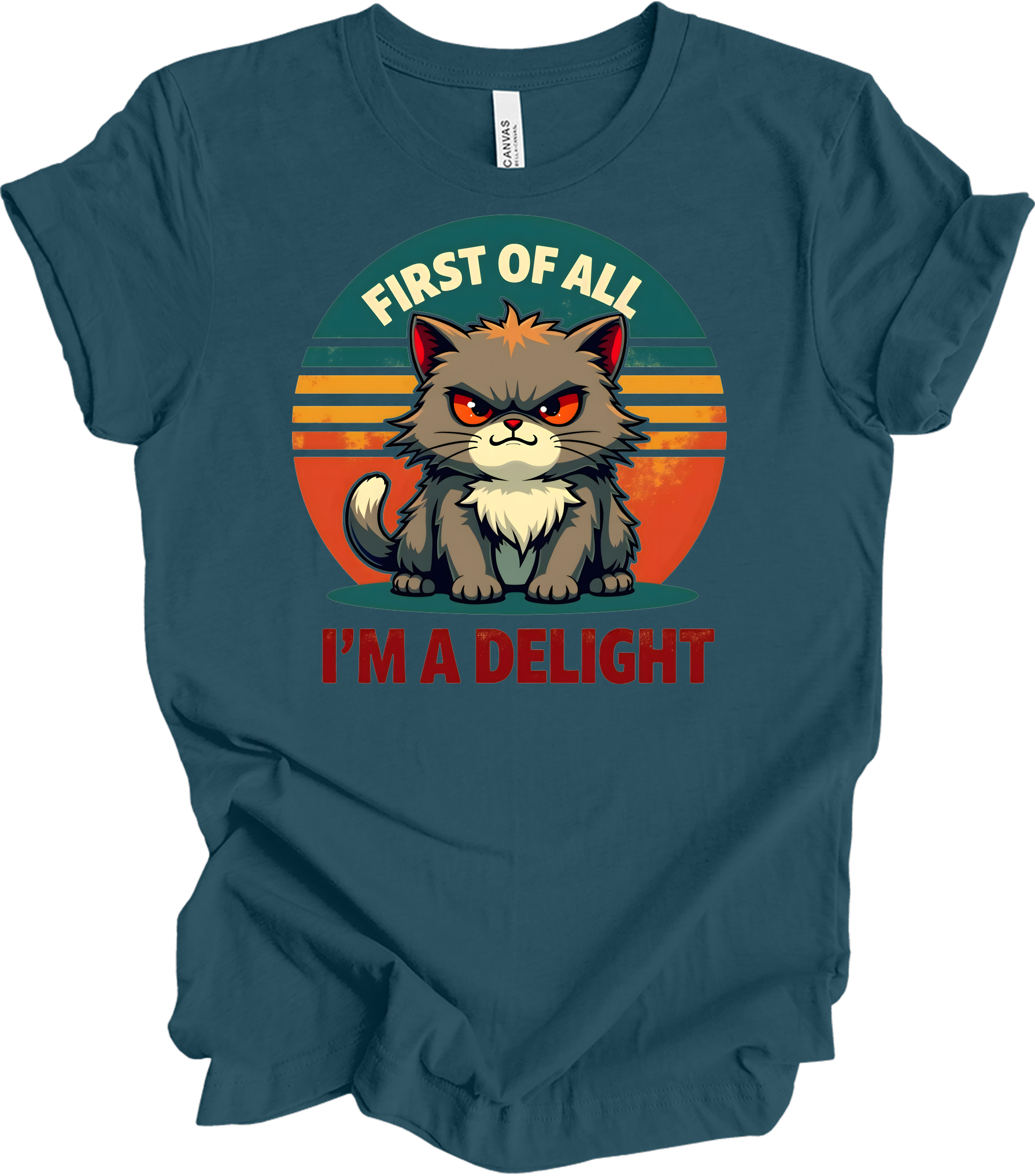 Grumpy Cat 'I'm a Delight' T-Shirt in Deep Teal