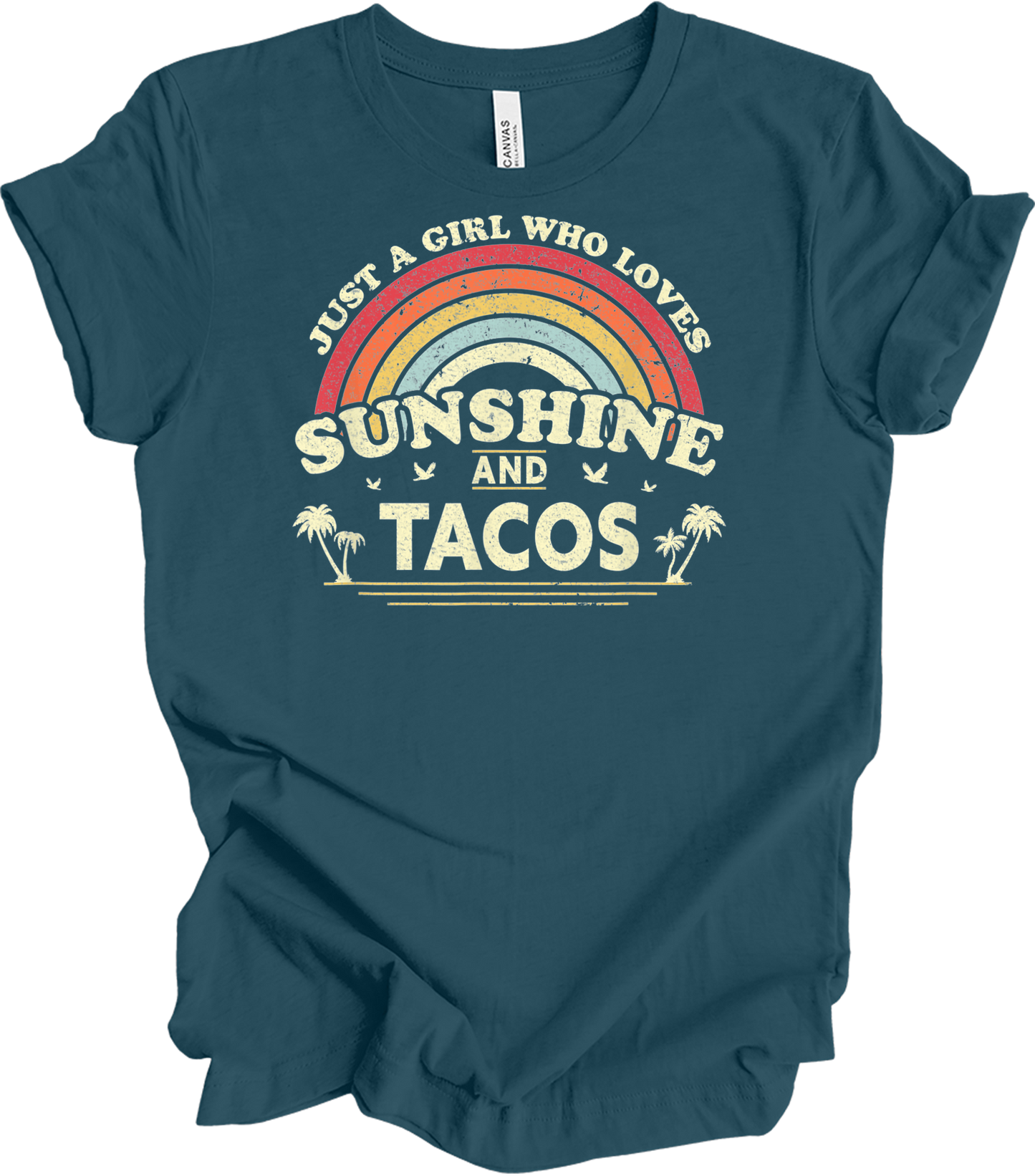 Sunshine and Tacos Lover T-Shirt in Deep Teal