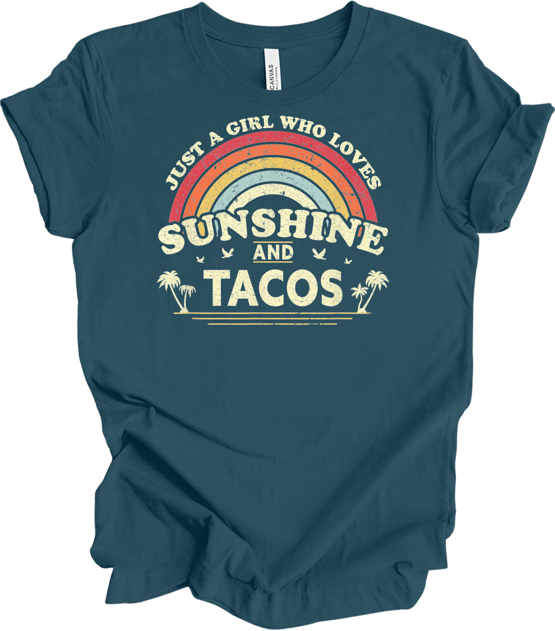 Sunshine and Tacos Lover T-Shirt in Deep Teal