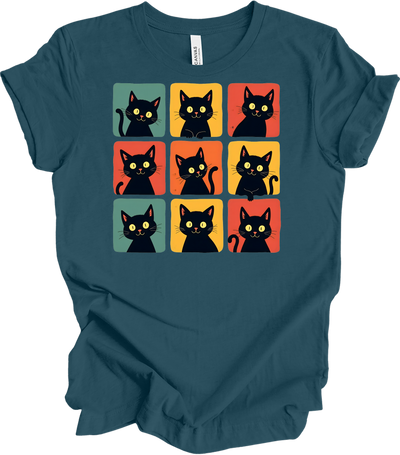 Retro Black Cat Faces Tee