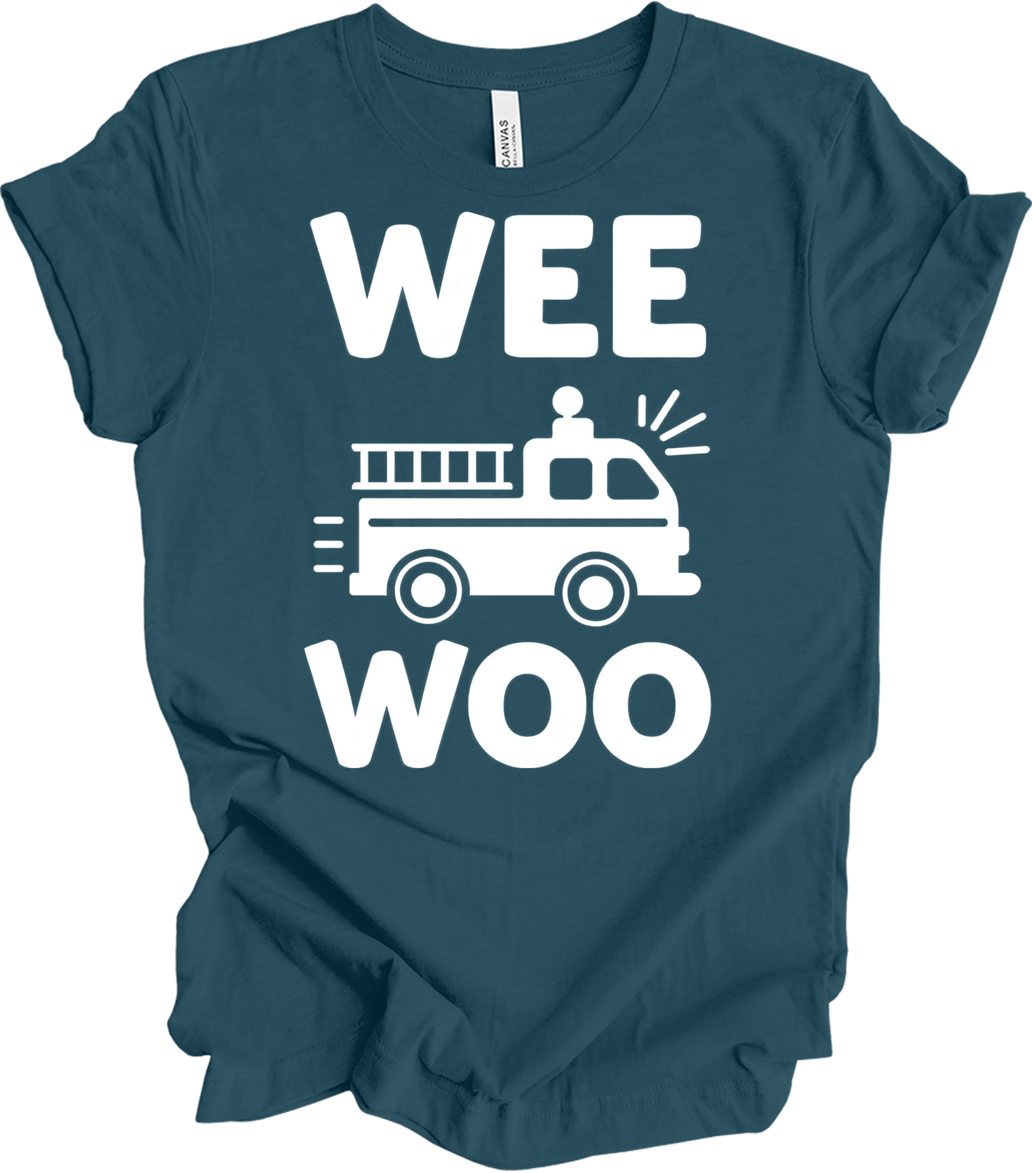 Wee Woo Fire Truck T-Shirt in Deep Teal
