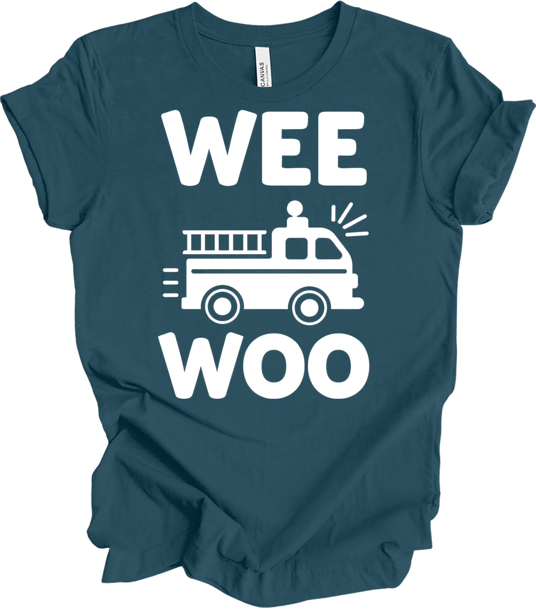 Wee Woo Fire Truck T-Shirt in Deep Teal