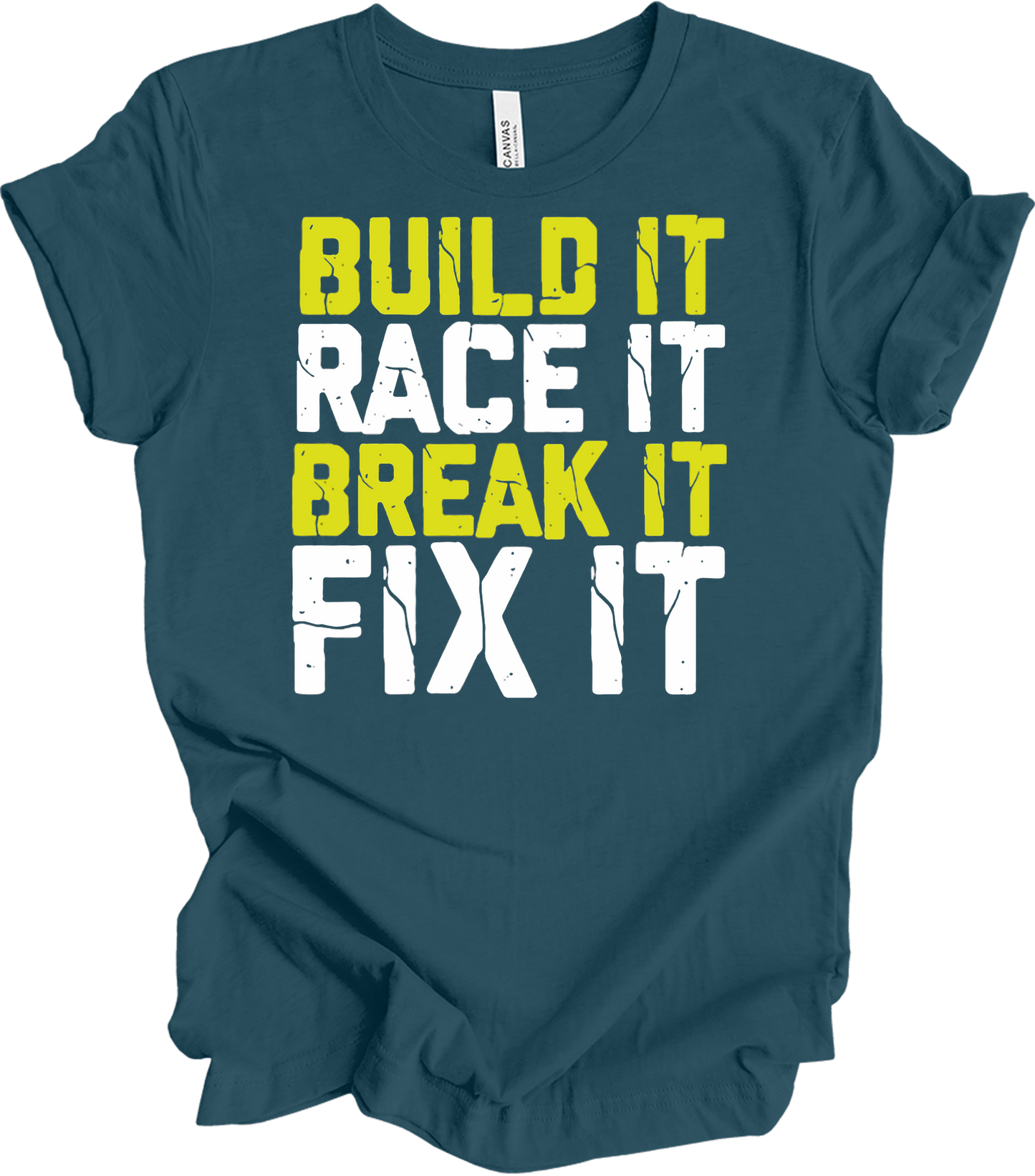 Build Race Break Fix - Funny RC Car & Mechanic T-Shirt in Deep Teal