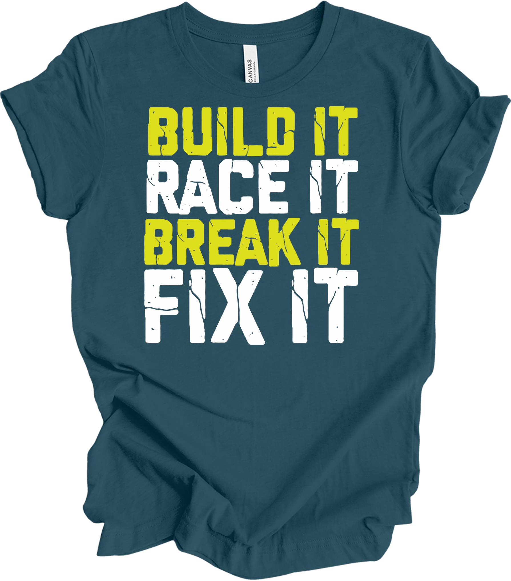 Build Race Break Fix - Funny RC Car & Mechanic T-Shirt in Deep Teal