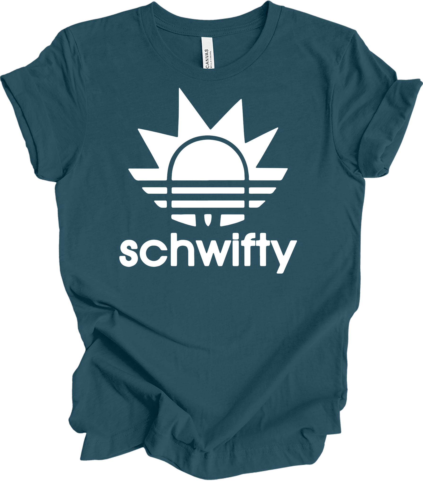 Schwifty Rick and Morty Logo T-Shirt in Deep Teal