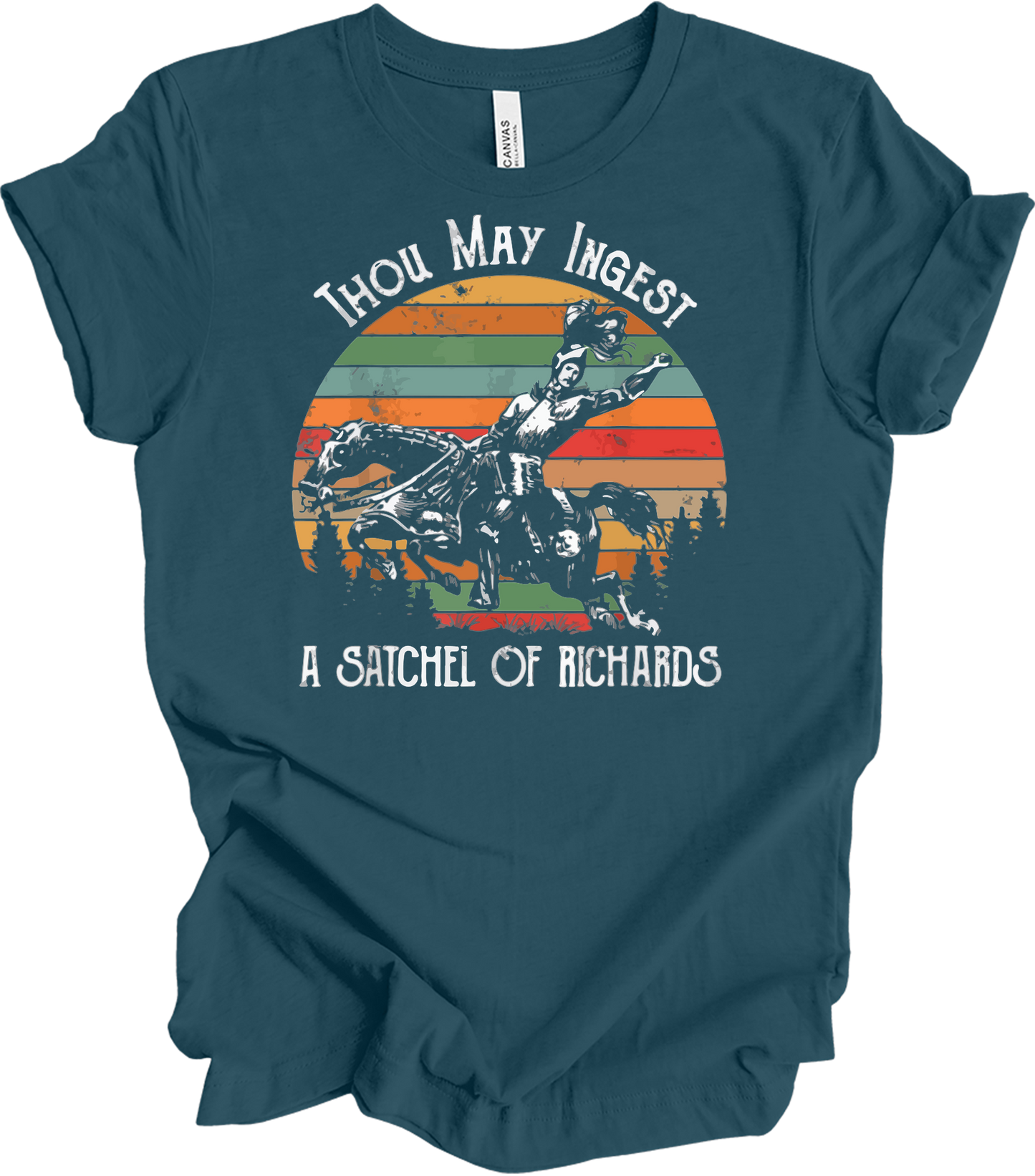 Native American Horse Thou May Ingest Satchel Of Richards T-Shirt in Deep Teal