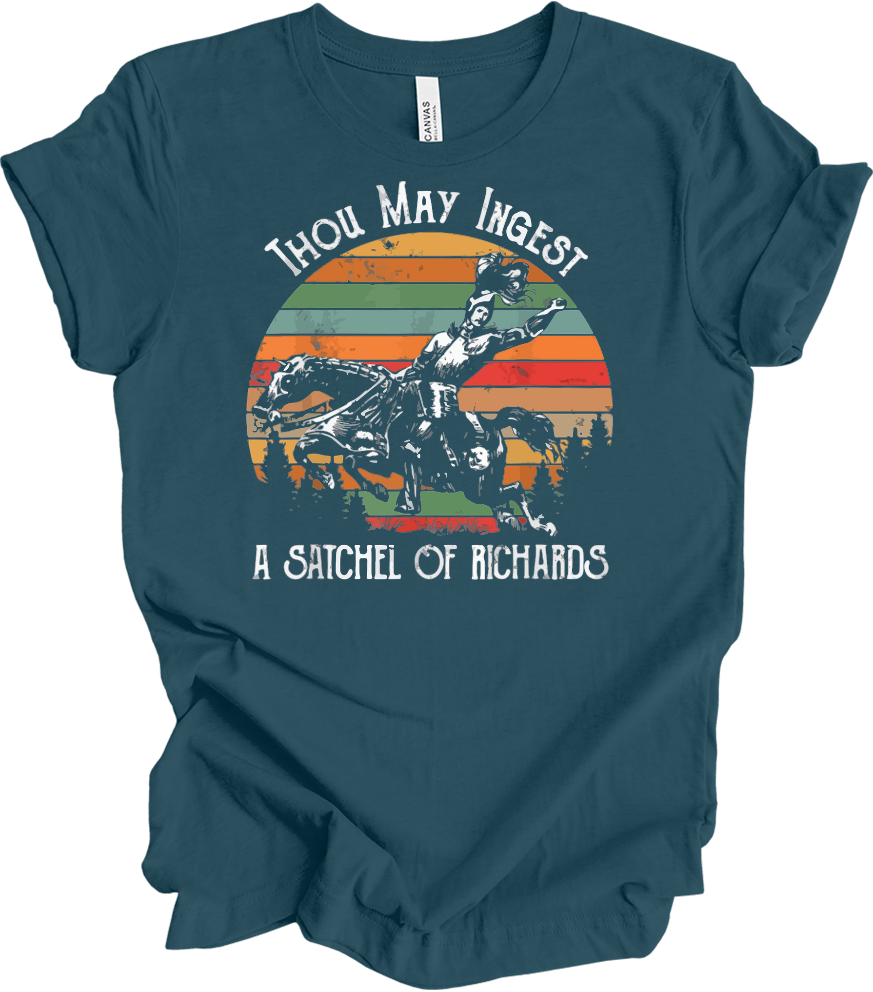 Native American Horse Thou May Ingest Satchel Of Richards T-Shirt in Deep Teal