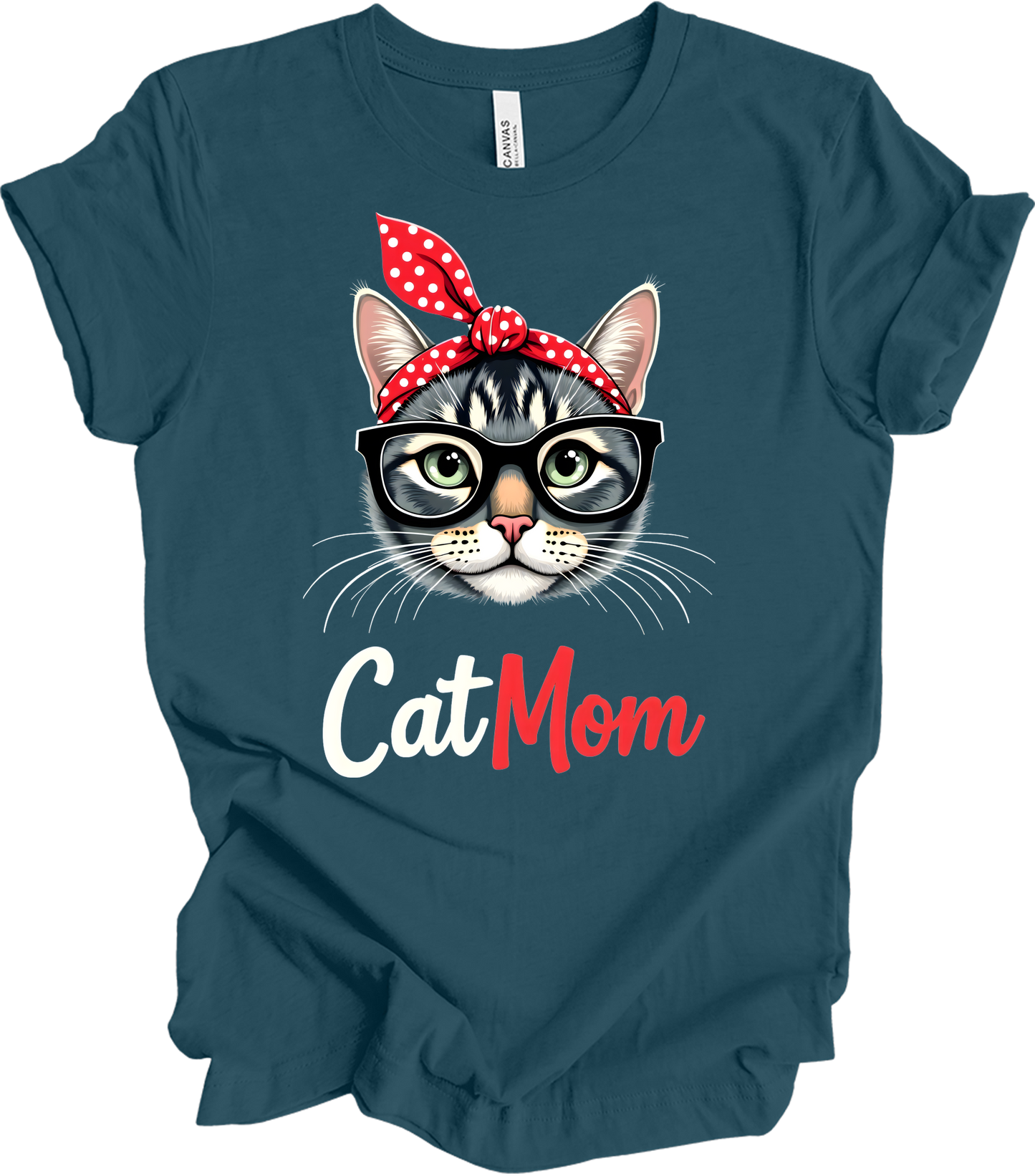 Cute Cat Mom - Fun & Stylish T-Shirt in Deep Teal