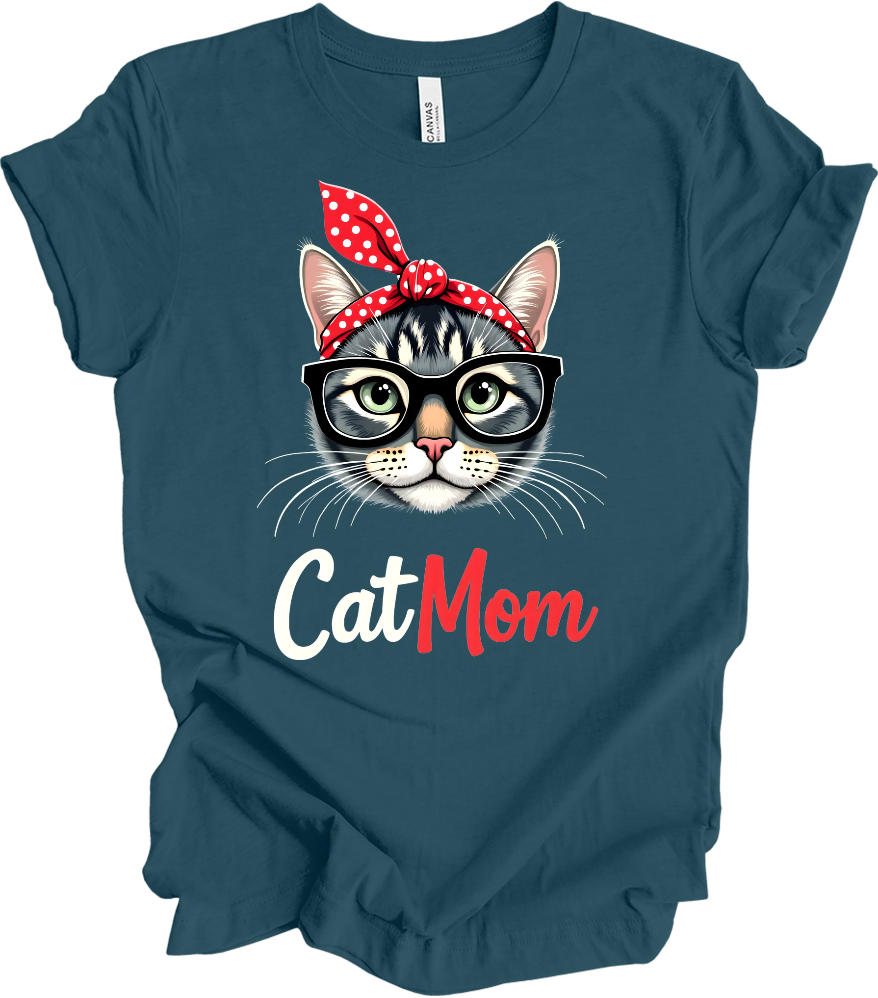 Cute Cat Mom - Fun & Stylish T-Shirt in Deep Teal