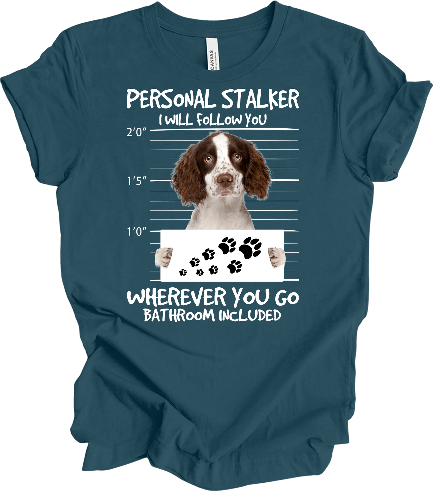Springer Spaniel Personal Stalker T-Shirt in Deep Teal