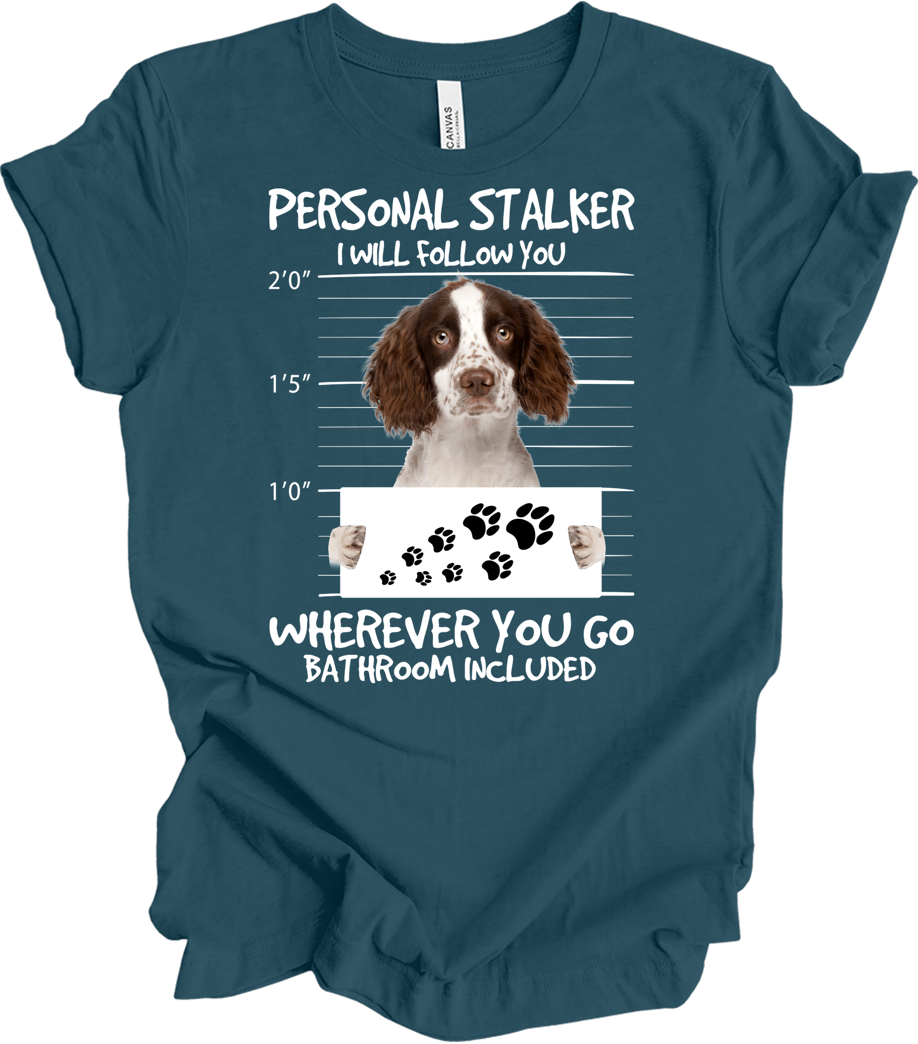 Springer Spaniel Personal Stalker T-Shirt in Deep Teal