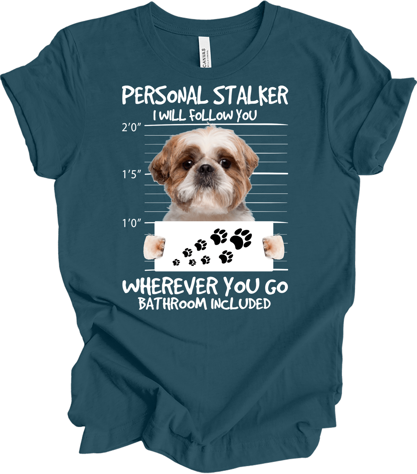 Shih Tzu Personal Stalker T-Shirt in Deep Teal