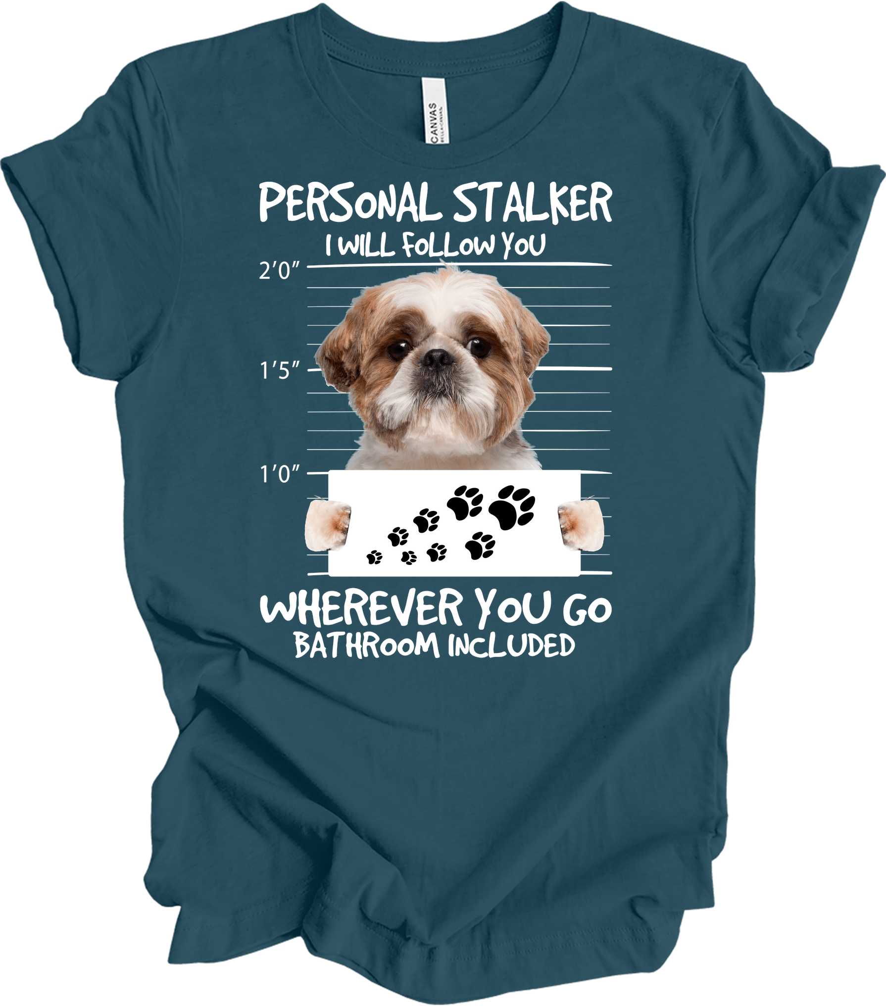 Shih Tzu Personal Stalker T-Shirt in Deep Teal