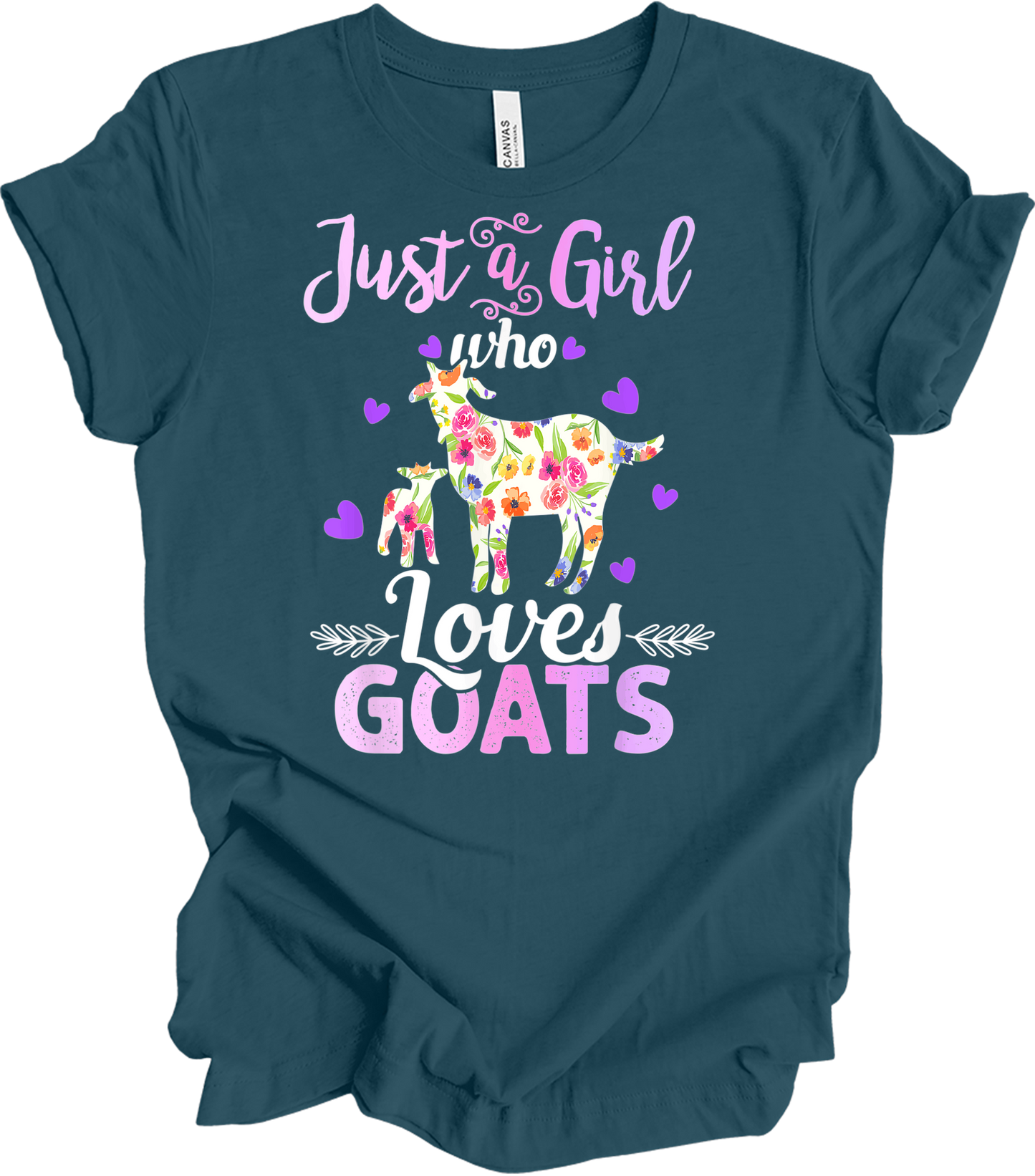 Just a Girl Who Loves Goats T-Shirt in Deep Teal
