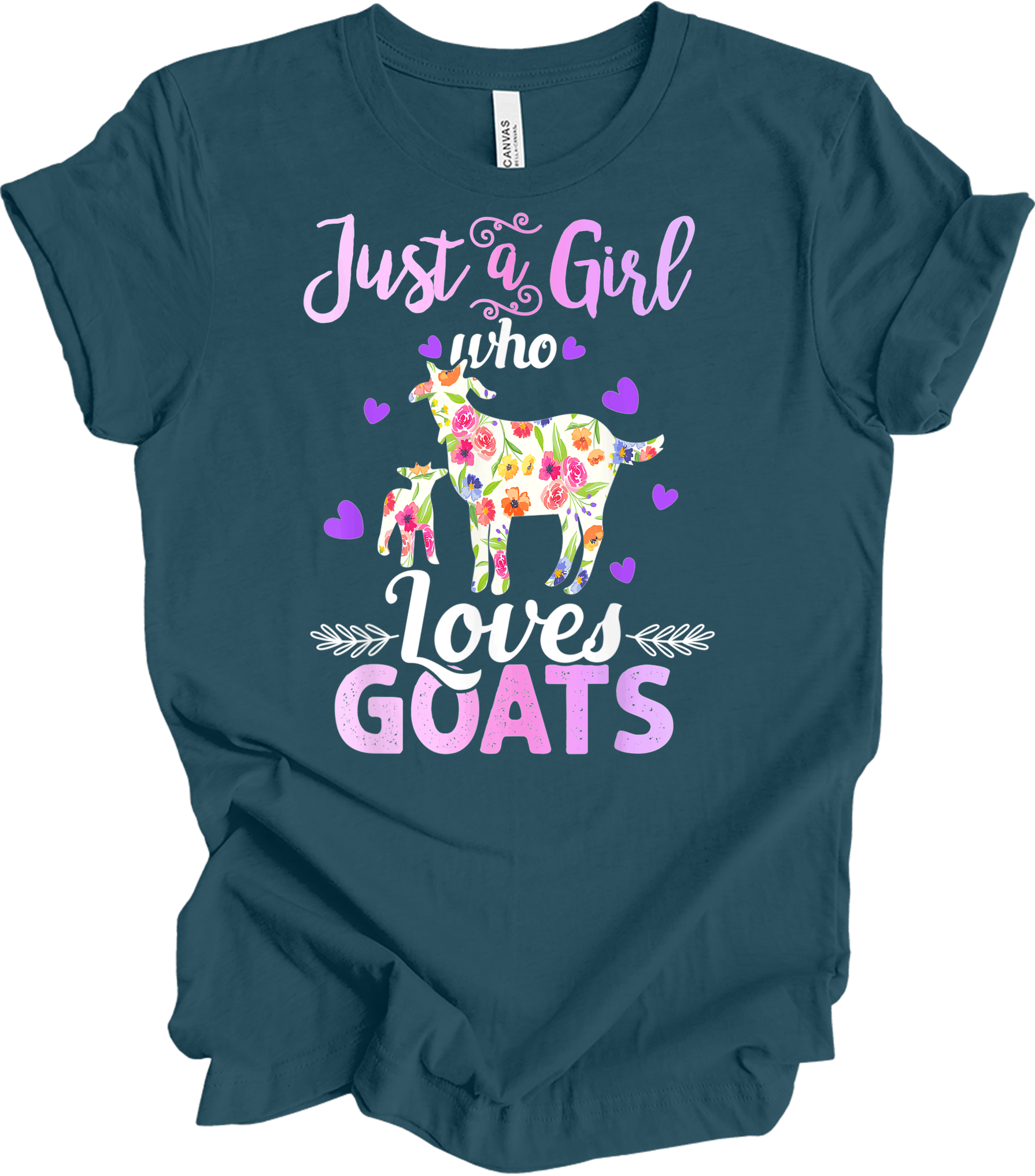 Just a Girl Who Loves Goats T-Shirt in Deep Teal