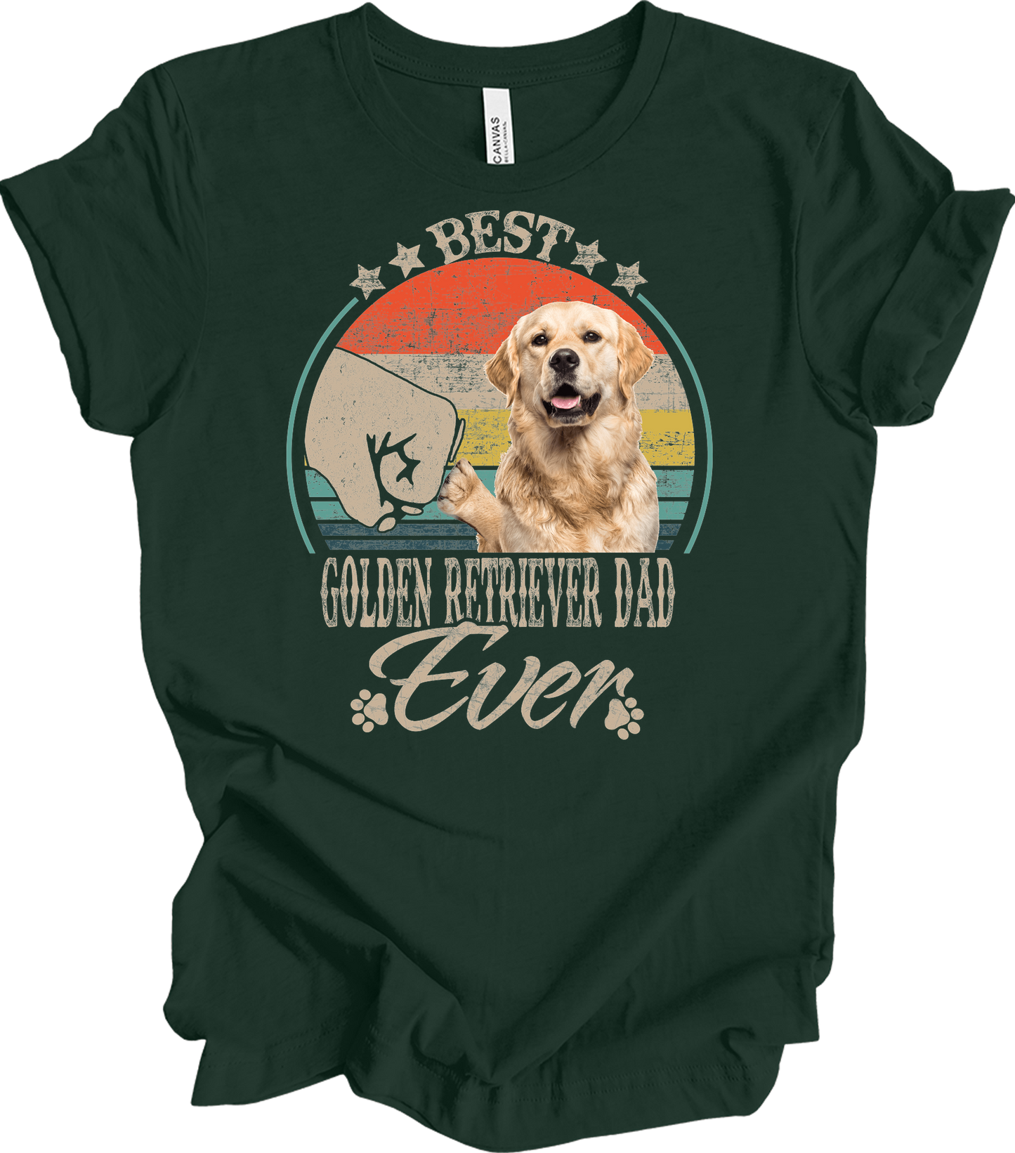 Best Golden Retriever Dad Ever Vintage T-Shirt in Forest
