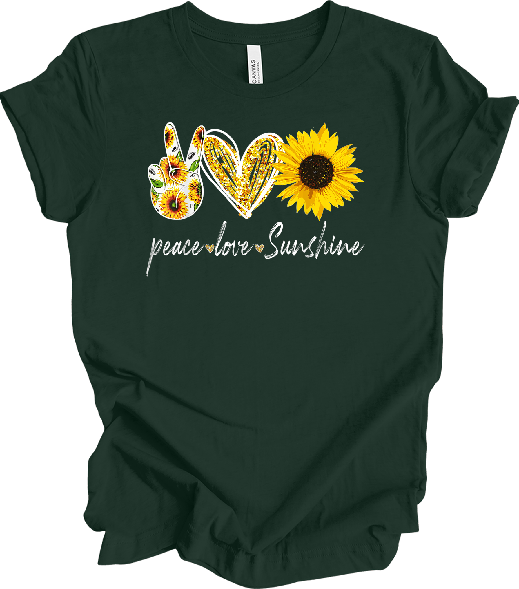 Peace Love Sunshine T-Shirt in Forest