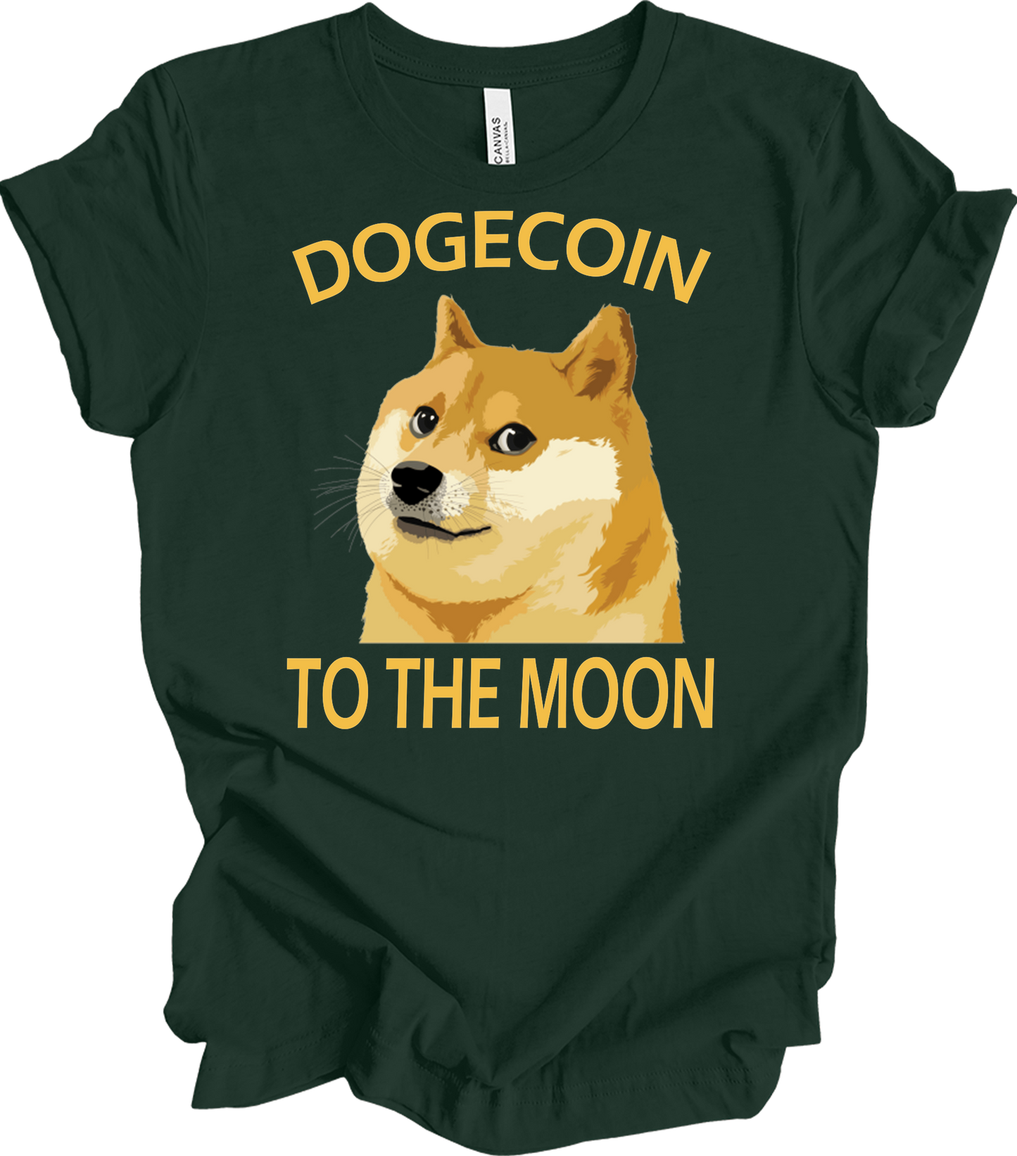 Dogecoin To The Moon T-Shirt in Forest