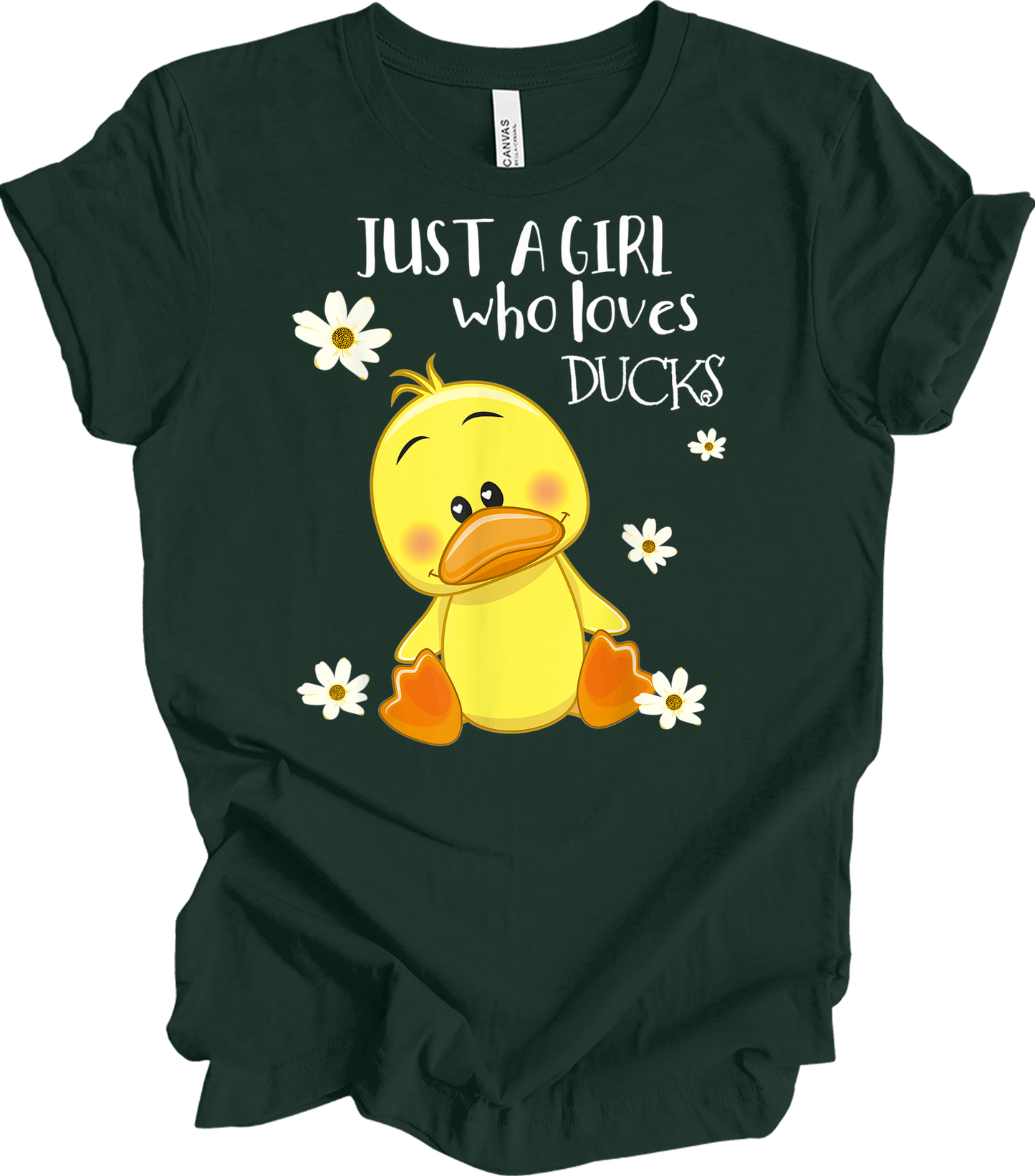 Just a Girl Who Loves Ducks - Cute Duck Lover T-Shirt in Forest