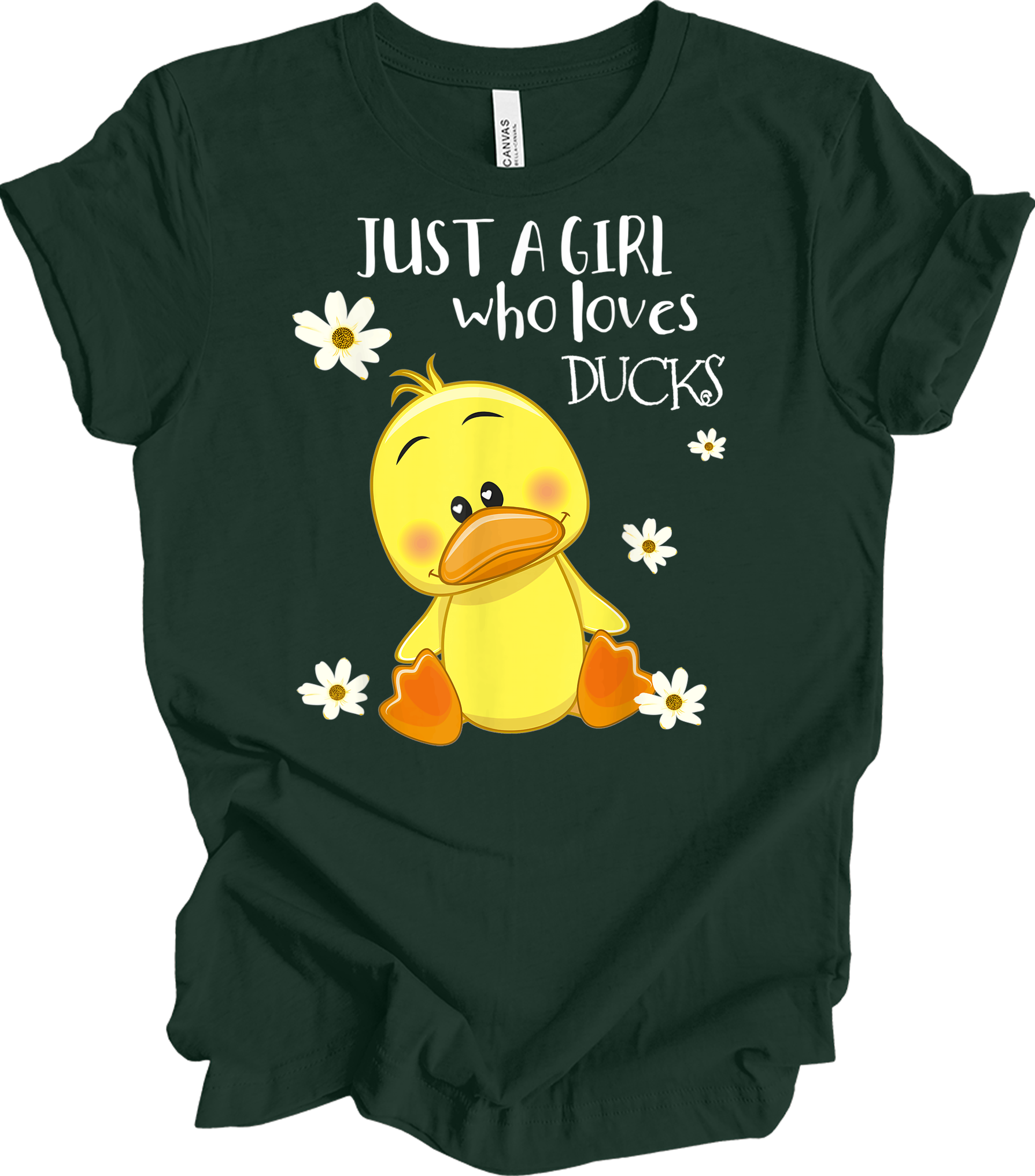 Just a Girl Who Loves Ducks - Cute Duck Lover T-Shirt in Forest