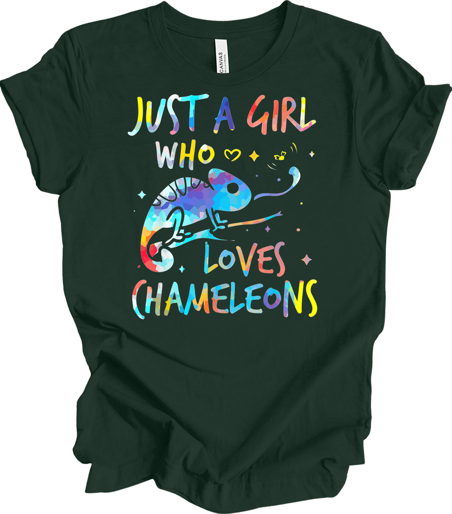 Girl Who Loves Chameleons T-Shirt in Forest