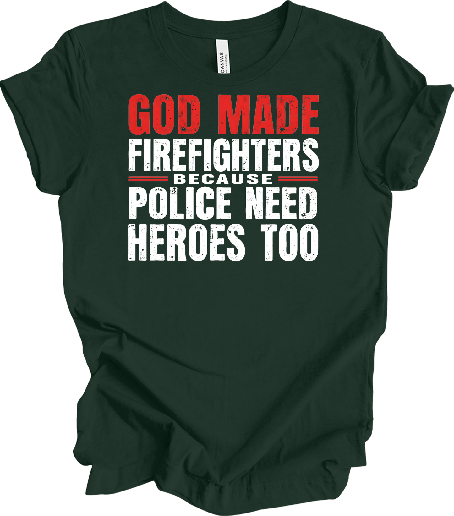 Firefighters Police Heroes T-Shirt in Forest