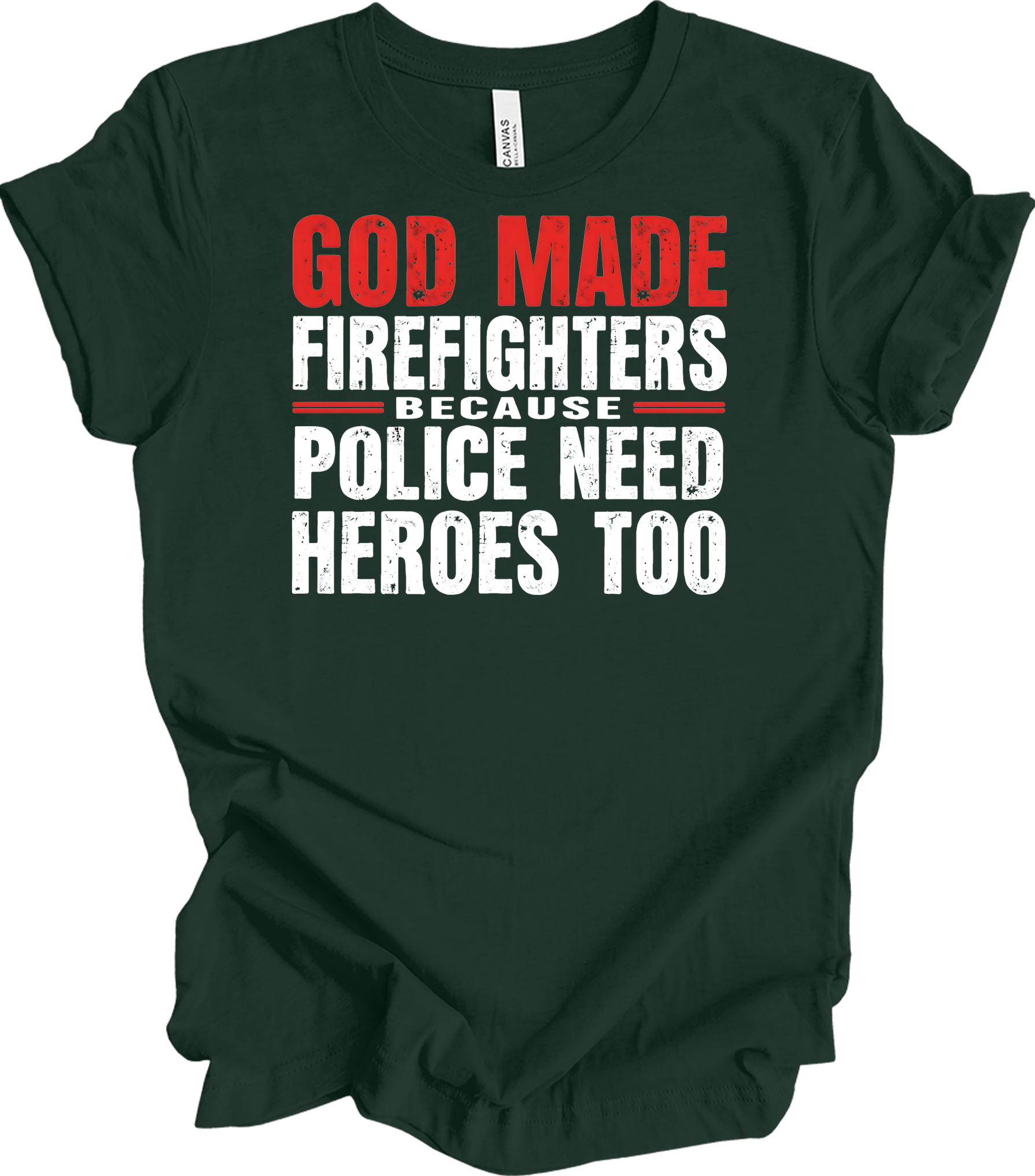 Firefighters Police Heroes T-Shirt in Forest