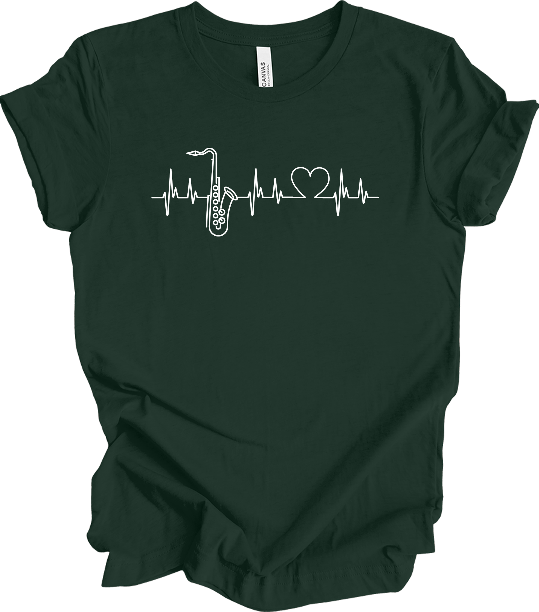 Saxophone Heartbeat T-Shirt in Forest