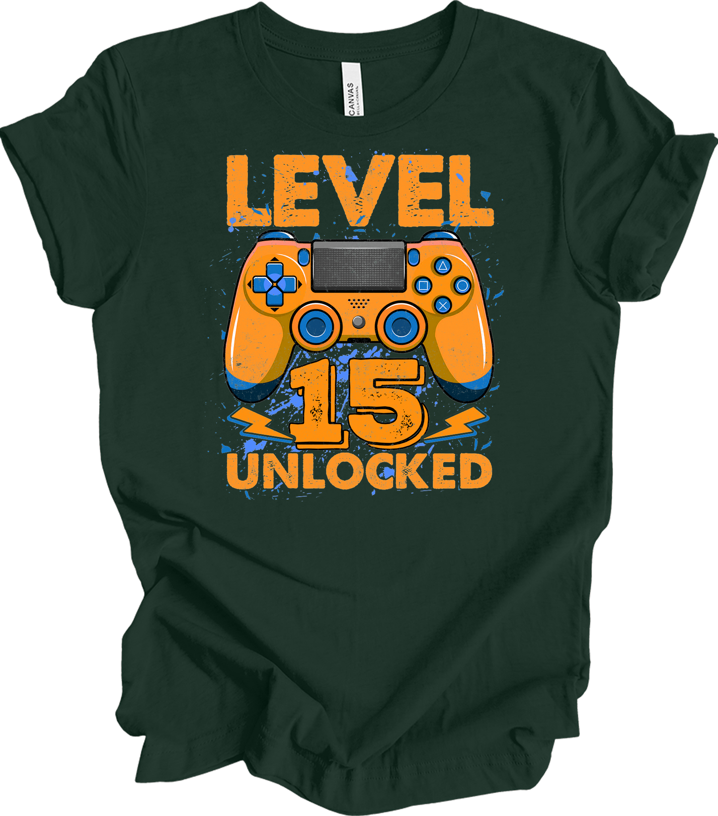 Level 15 Unlocked Gamer T-Shirt in Forest